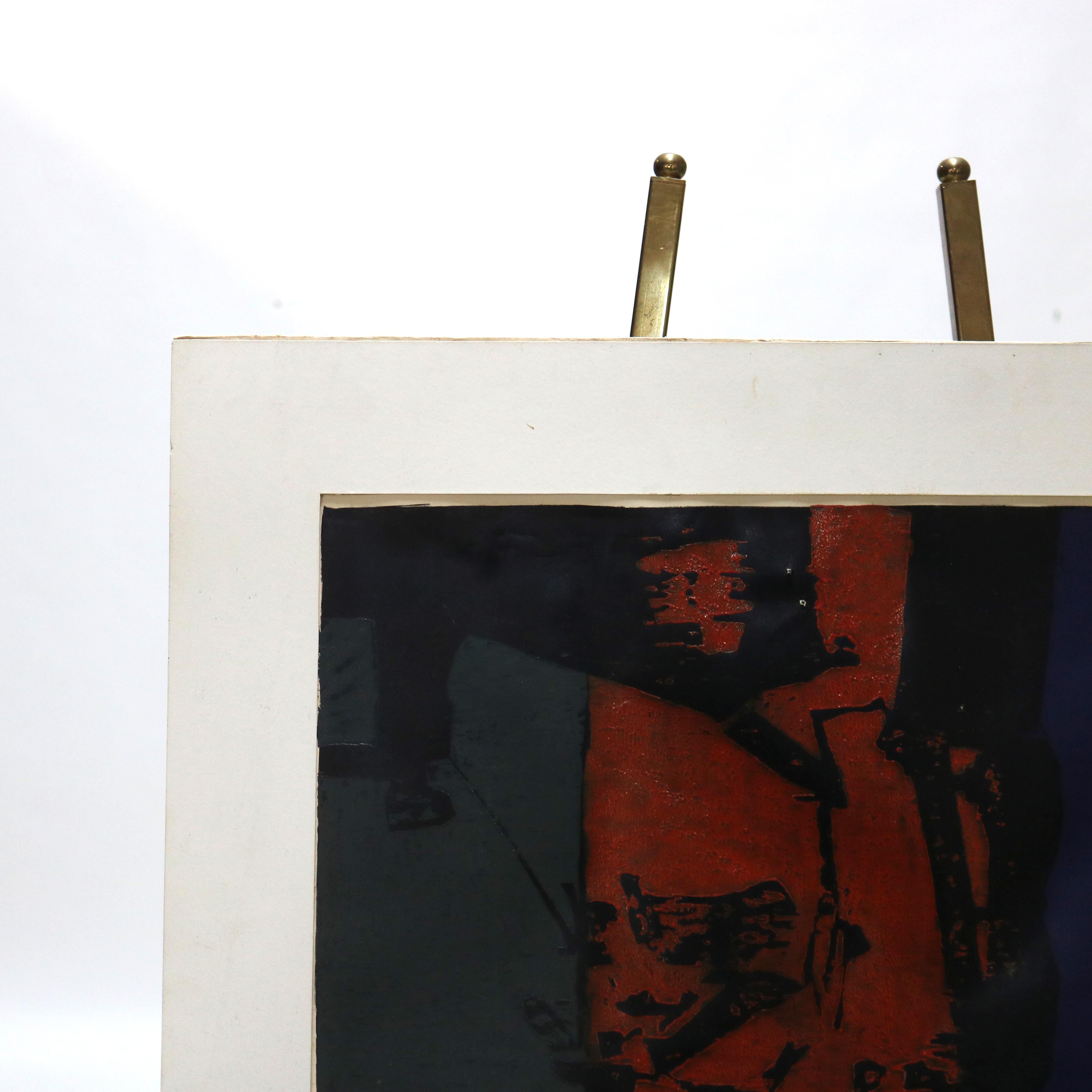 Mid Century Modern Abstrakt Impressionist Mixed Media C1968 im Angebot 2