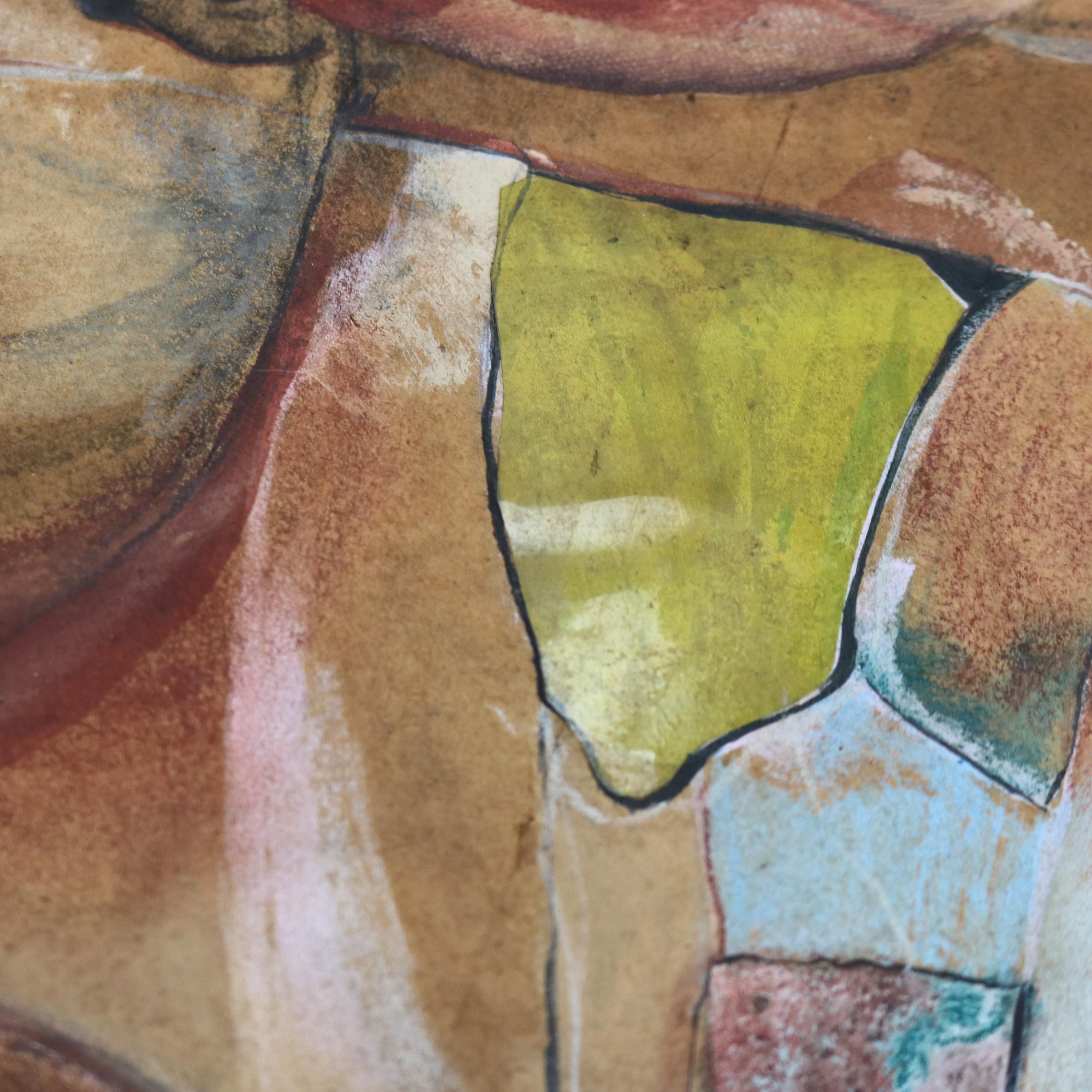 Mid Century Modern Abstrakt Impressionist Multimédia Gemälde auf Leinwand C1968 im Angebot 7