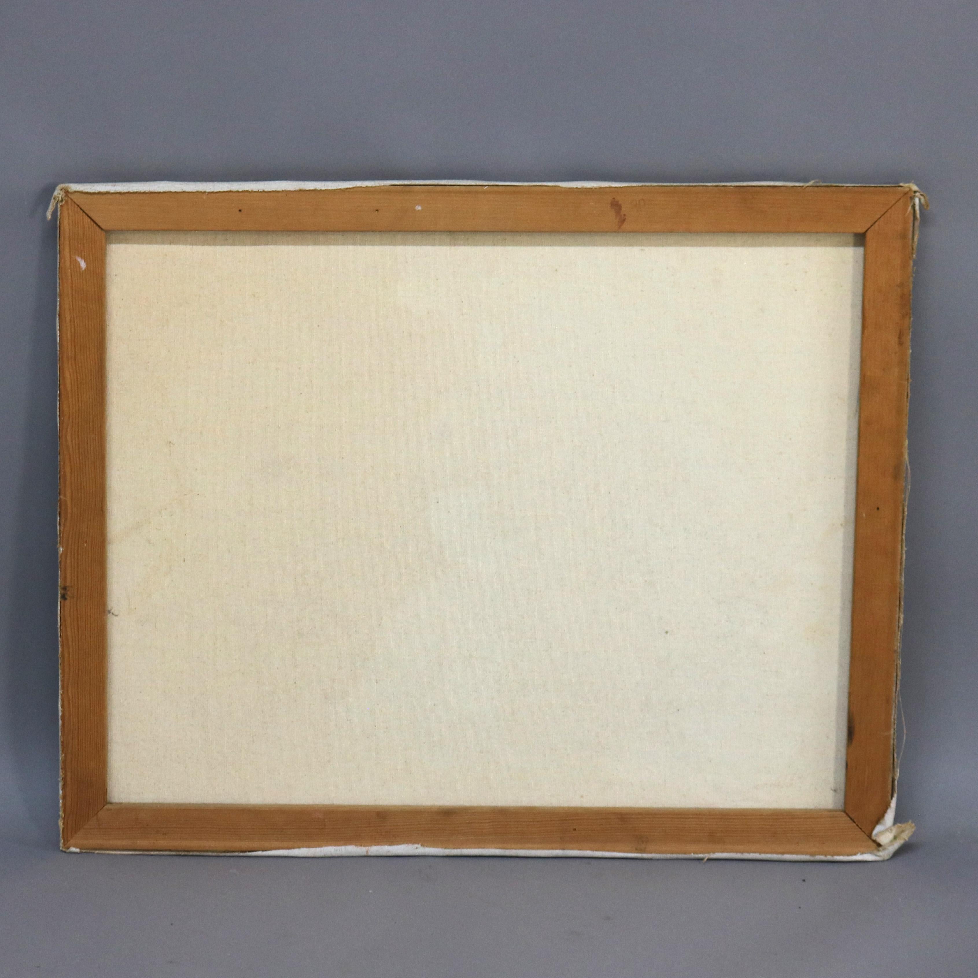 Mid Century Modern Abstrakt Impressionist Multimédia Gemälde auf Leinwand C1968 im Angebot 8