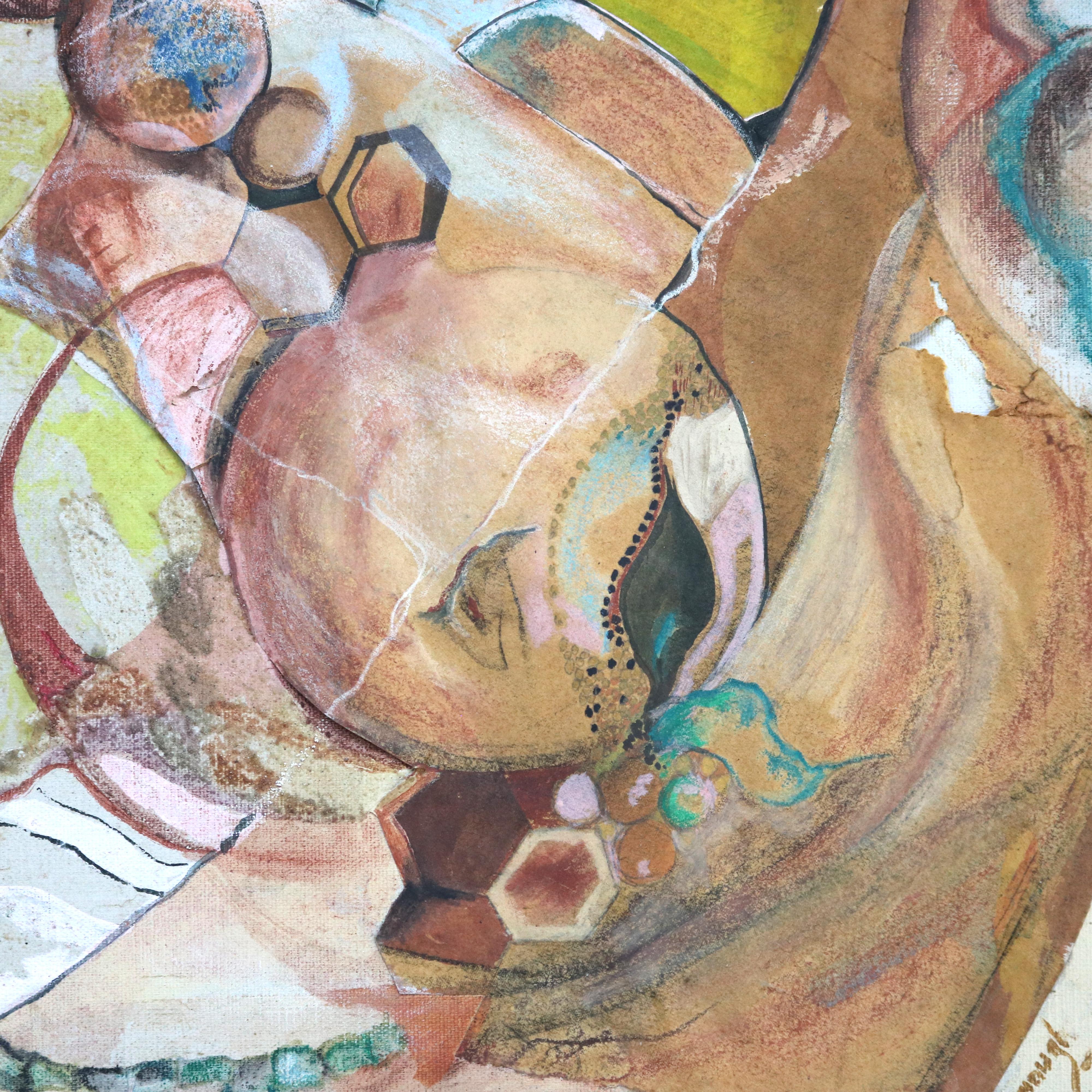 Mid Century Modern Abstrakt Impressionist Multimédia Gemälde Signiert von Lynough C1973

Maße - 24,25 