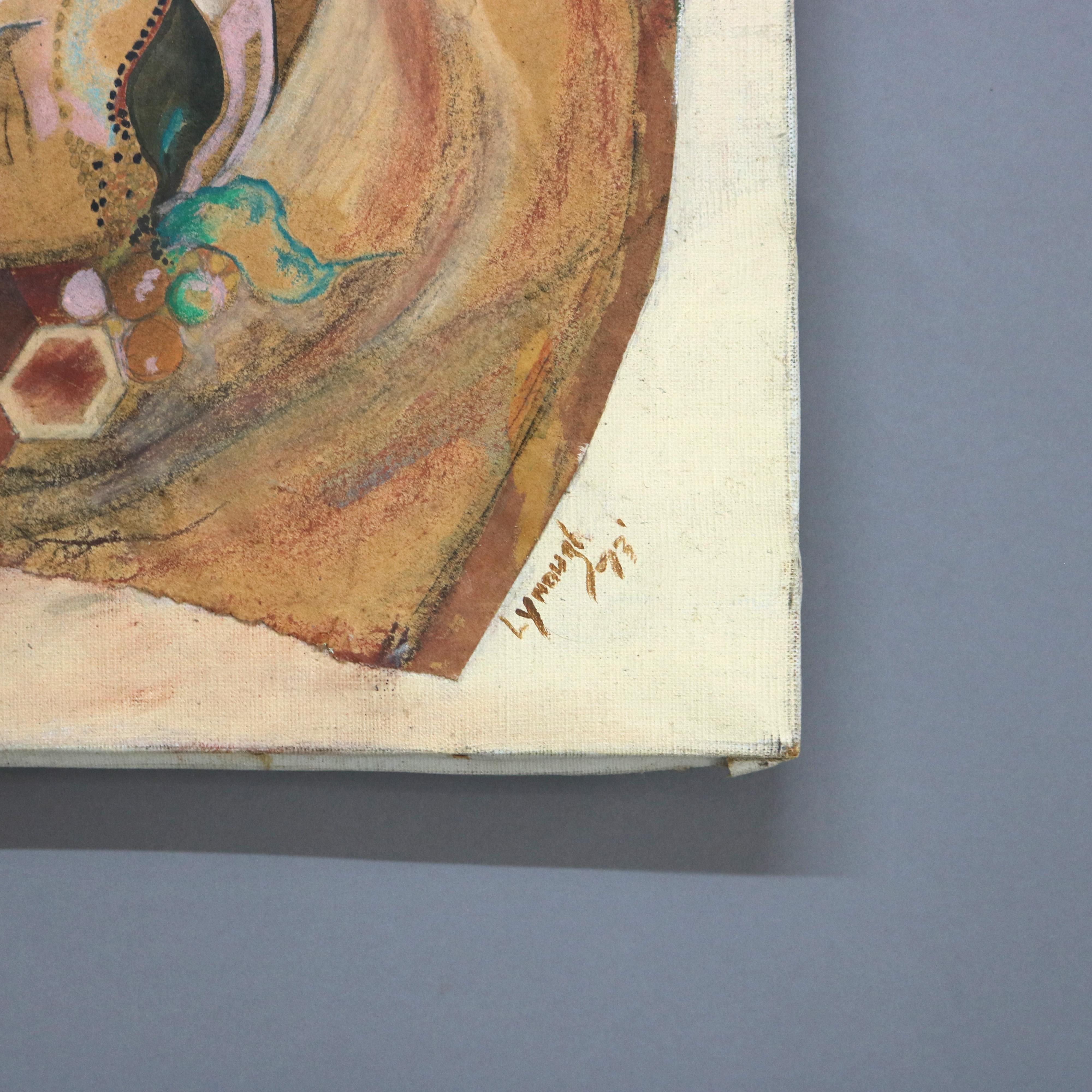 Mid Century Modern Abstrakt Impressionist Multimédia Gemälde auf Leinwand C1968 im Angebot 4