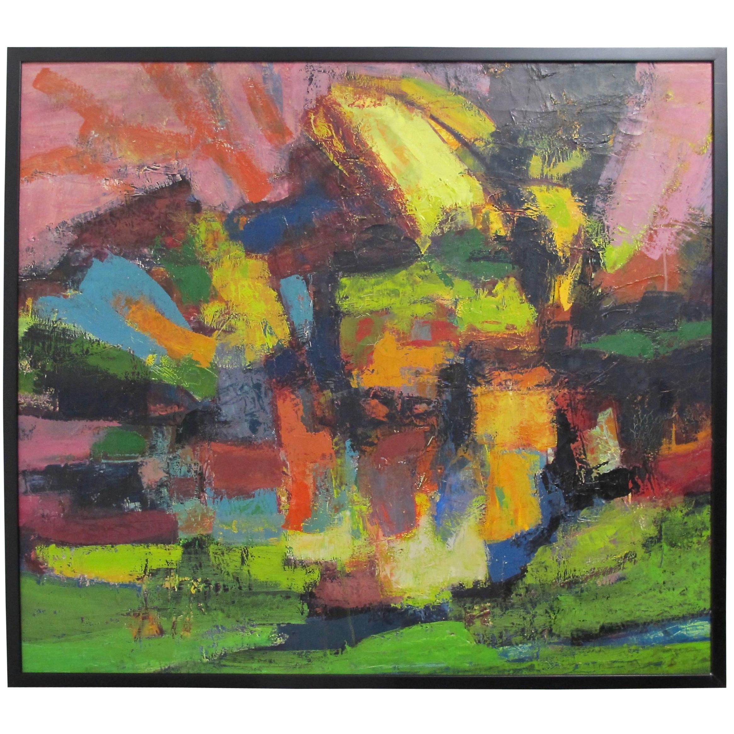 Mid-Century Modern Abstract Impressionist Painting, American circa 1960s