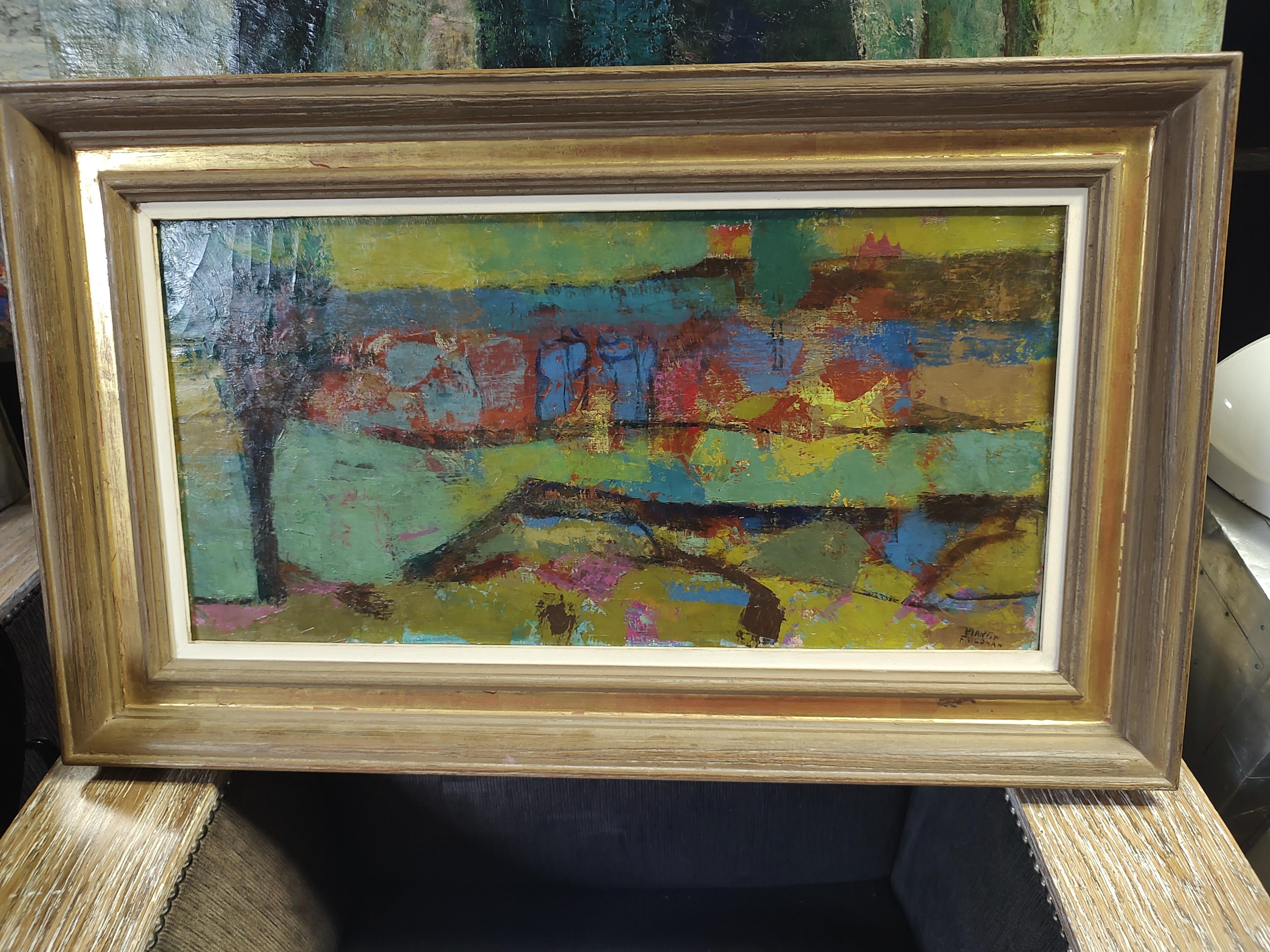 Mid-Century Modern Abstract Landscape by Martin Friedman In Good Condition For Sale In Port Jervis, NY