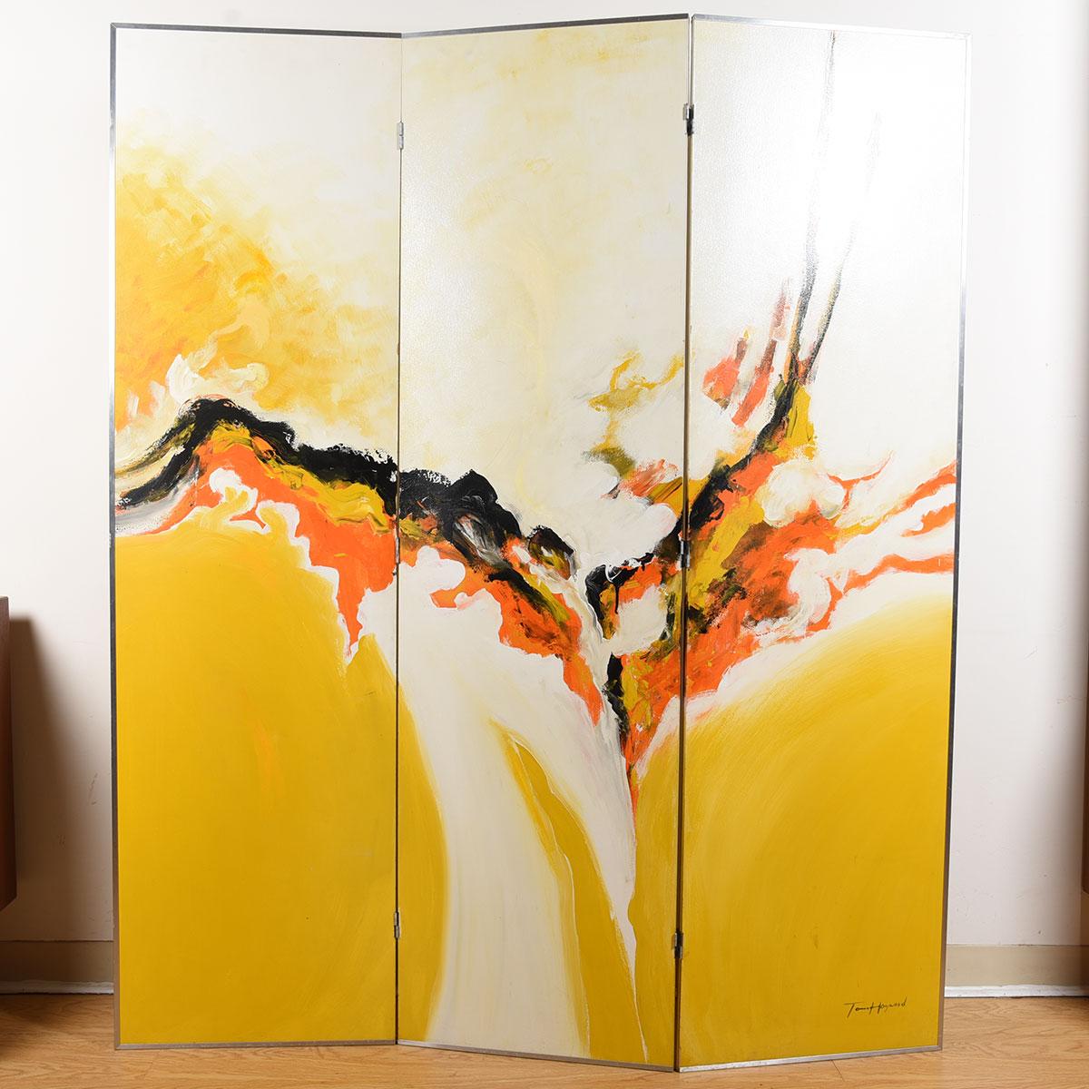 Mid-Century Modern Abstract Large Painted Screen Room Divider For Sale 4