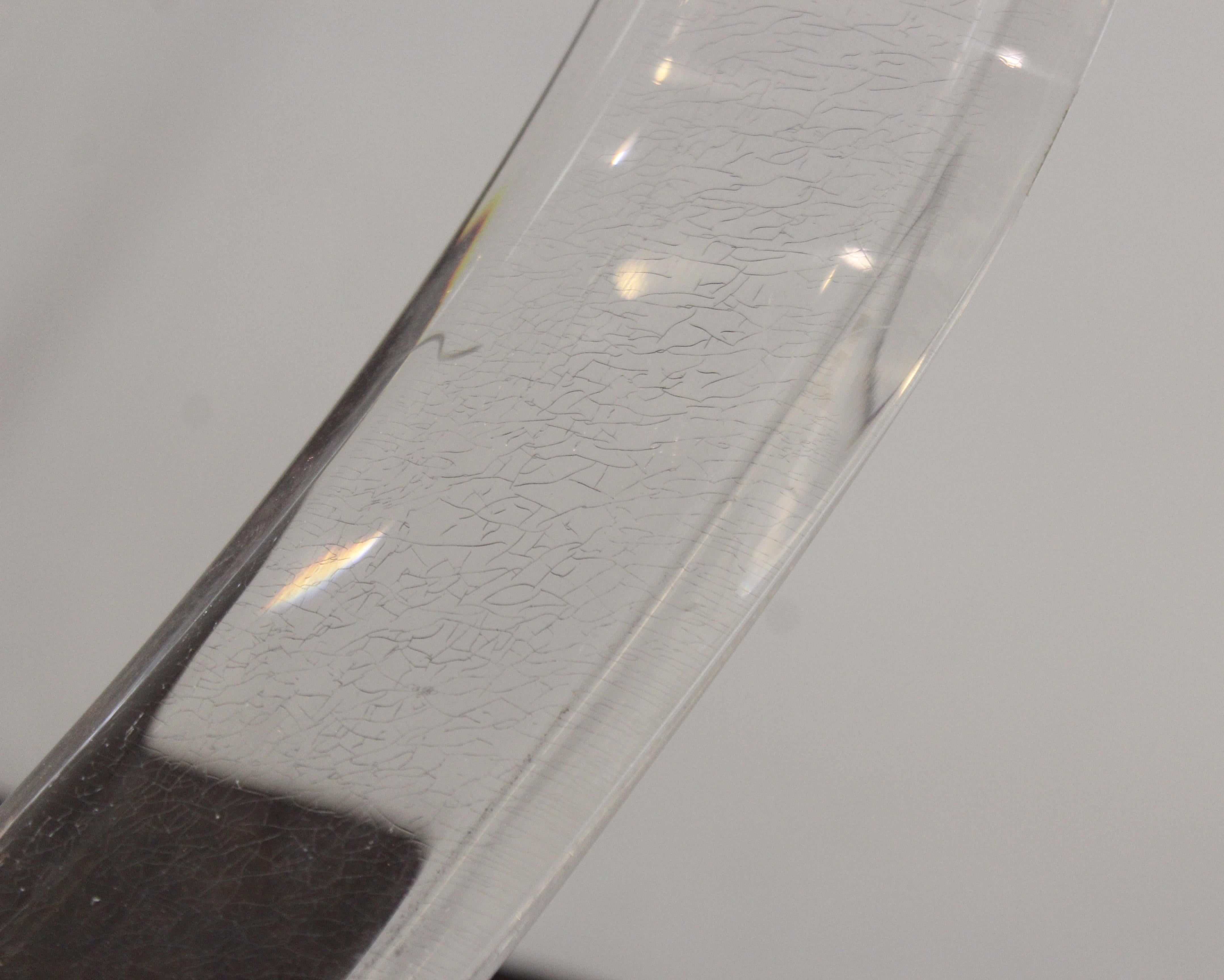 Mid-Century Modern Abstract Lucite Swirl on Stone Base 7
