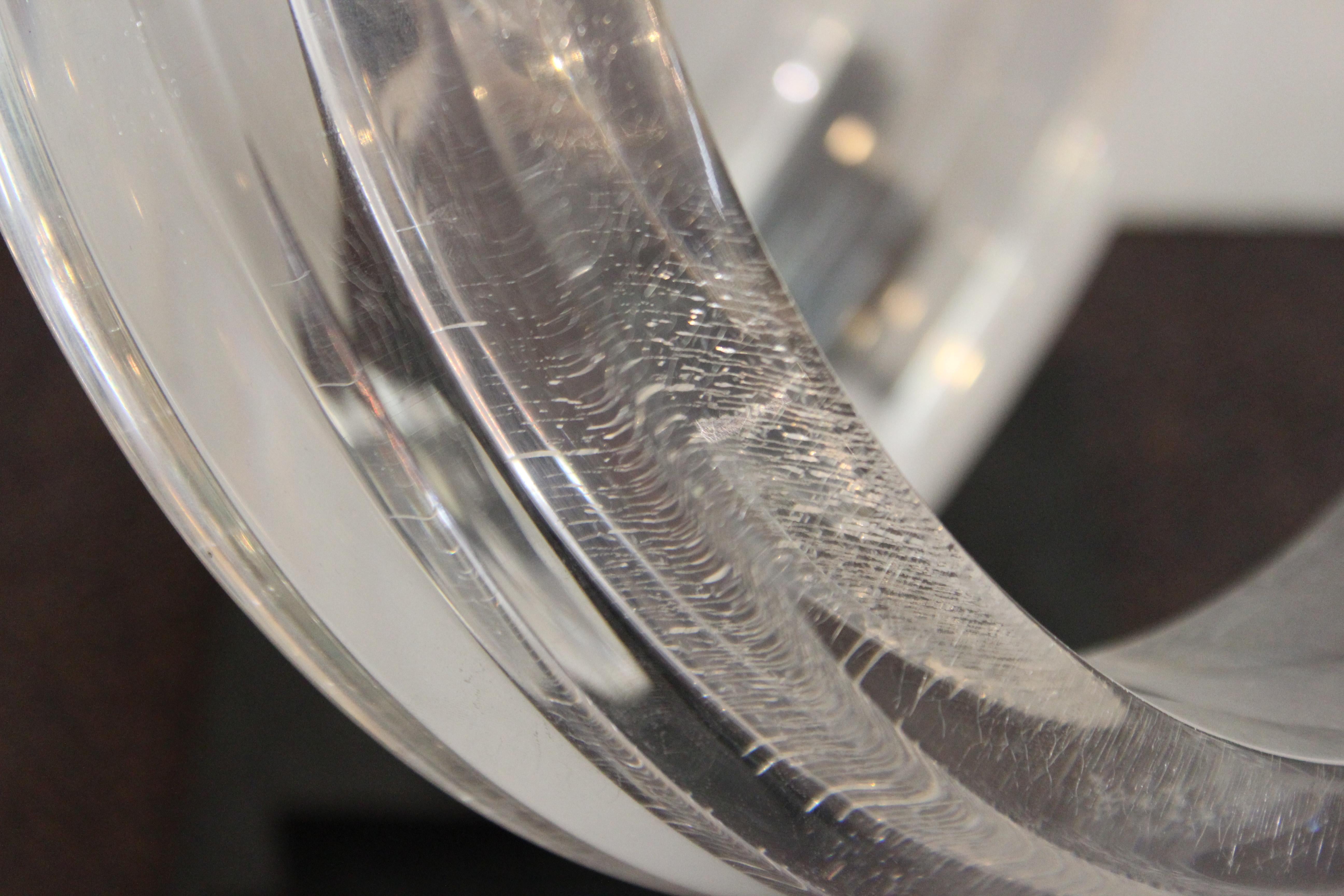 Mid-Century Modern Abstract Lucite Swirl on Stone Base 8