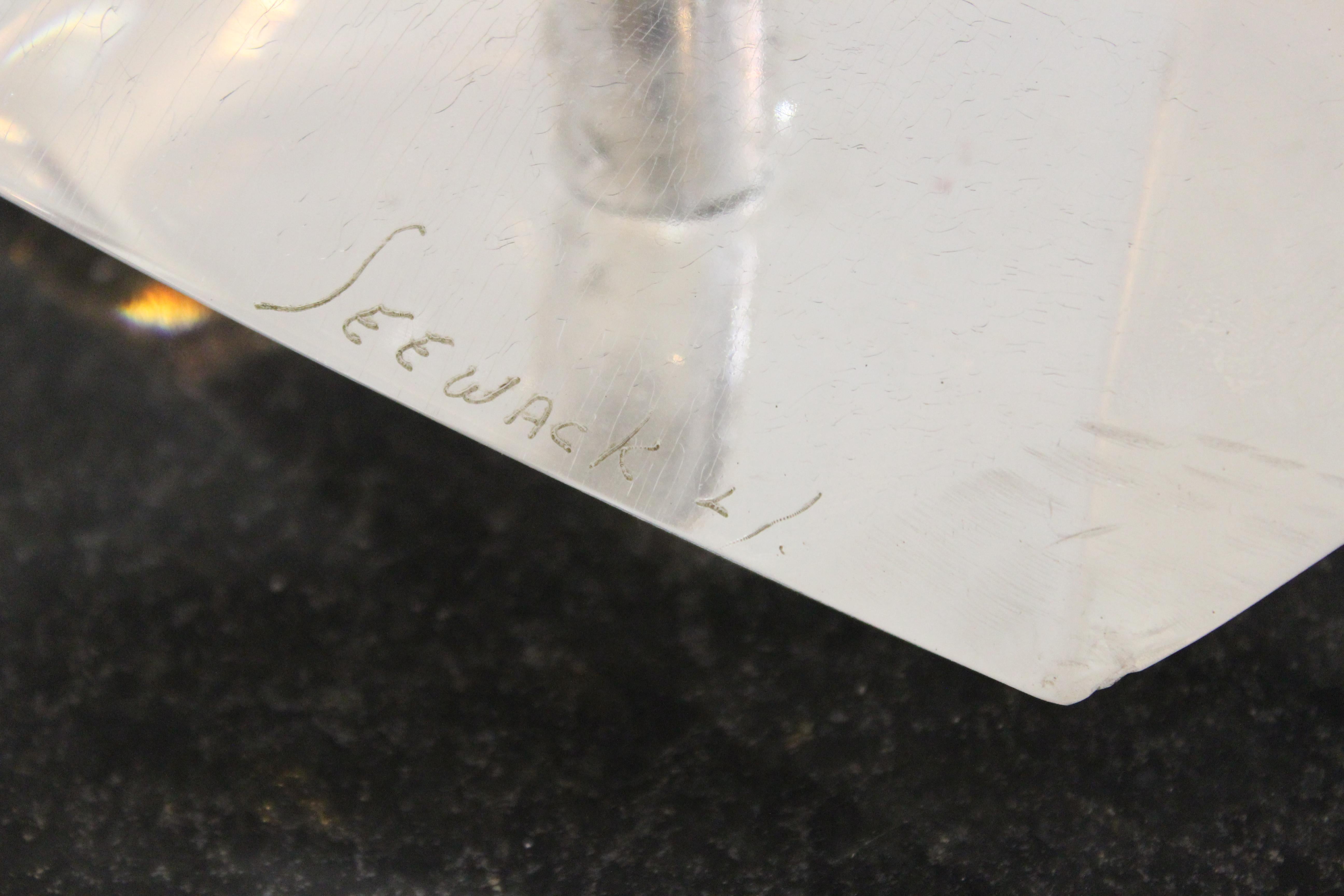 Mid-Century Modern Abstract Lucite Swirl on Stone Base 10