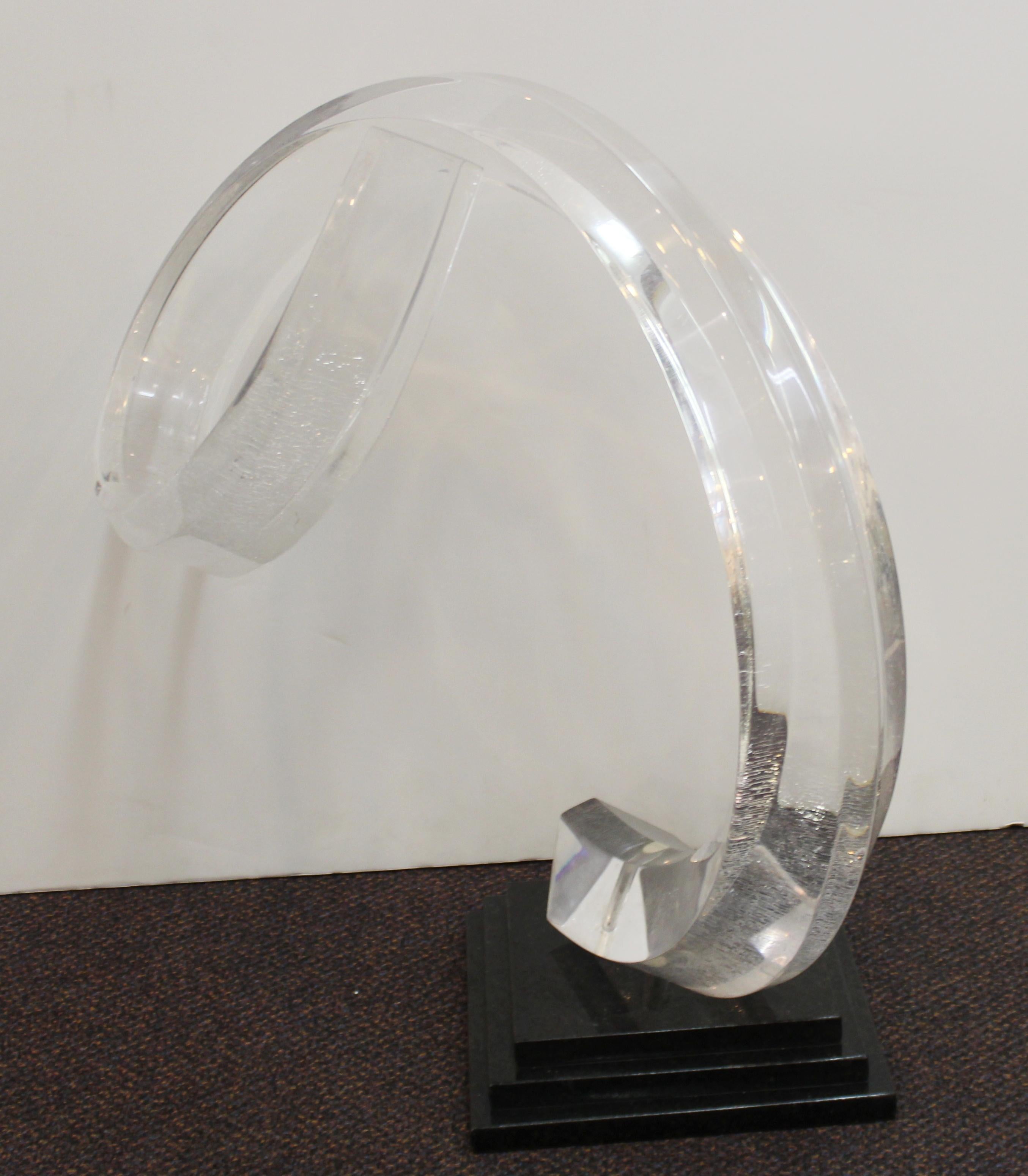 20th Century Mid-Century Modern Abstract Lucite Swirl on Stone Base