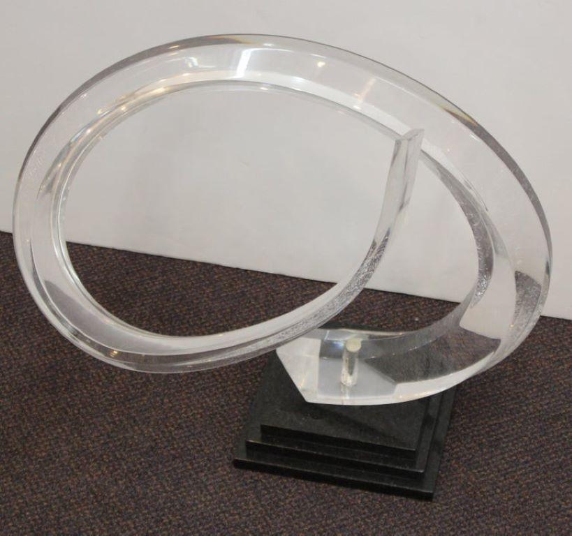 20th Century Mid-Century Modern Abstract Lucite Swirl on Stone For Sale