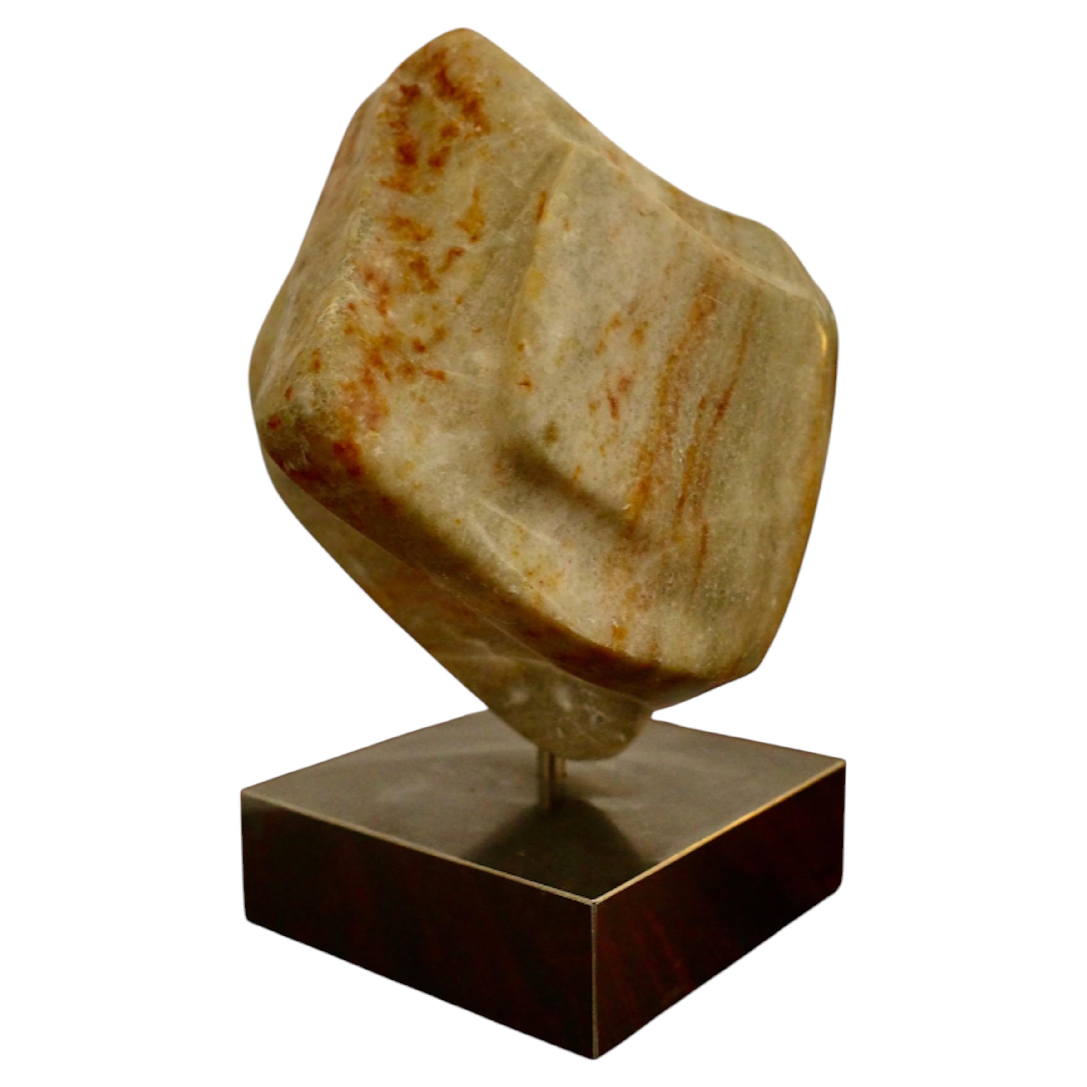 Mid Century Modern Abstract Marble Sculpture on Metal Base, USA For Sale