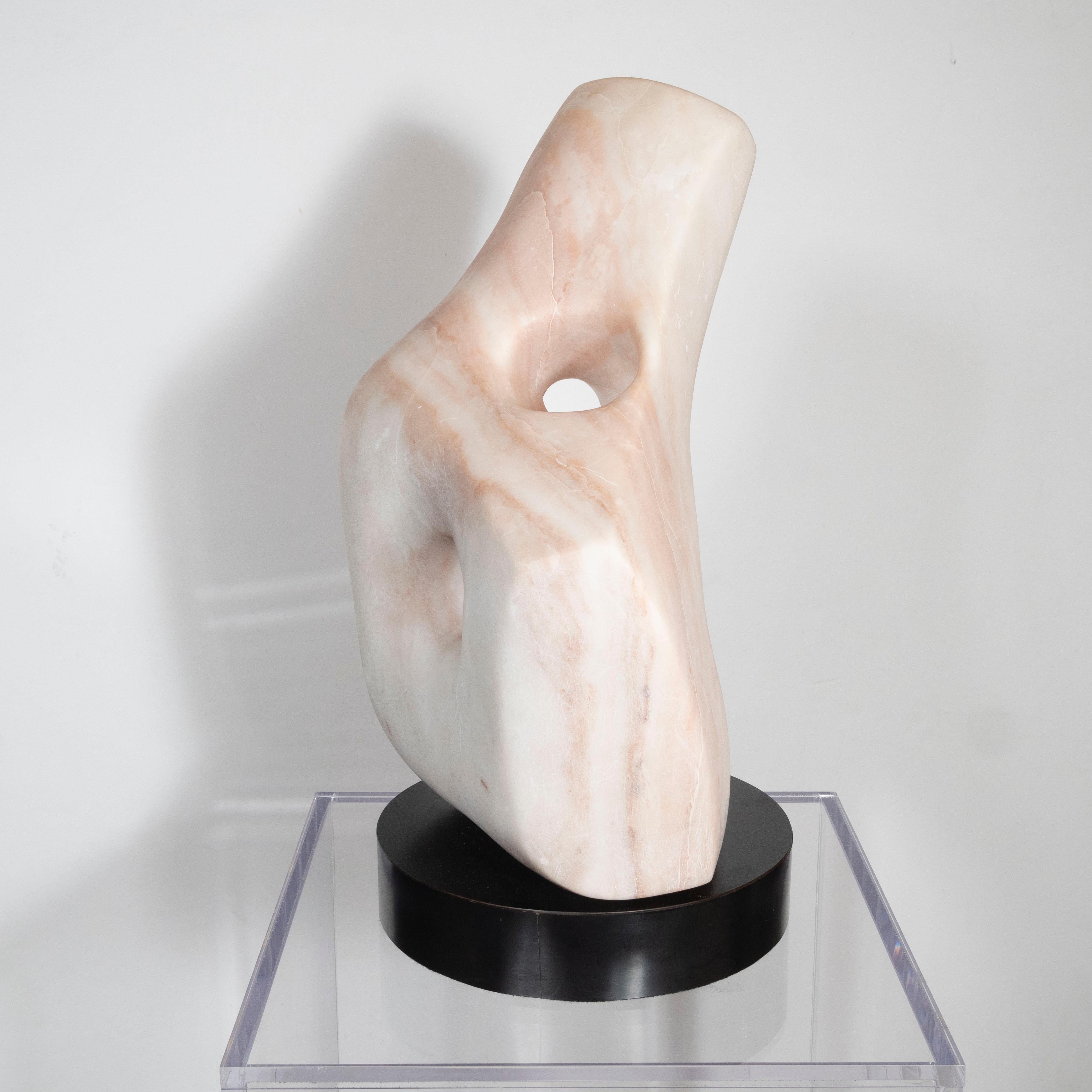 Mid-20th Century Mid-Century Modern Abstract Marble Sculpture on Black Enamel Swivel Base For Sale