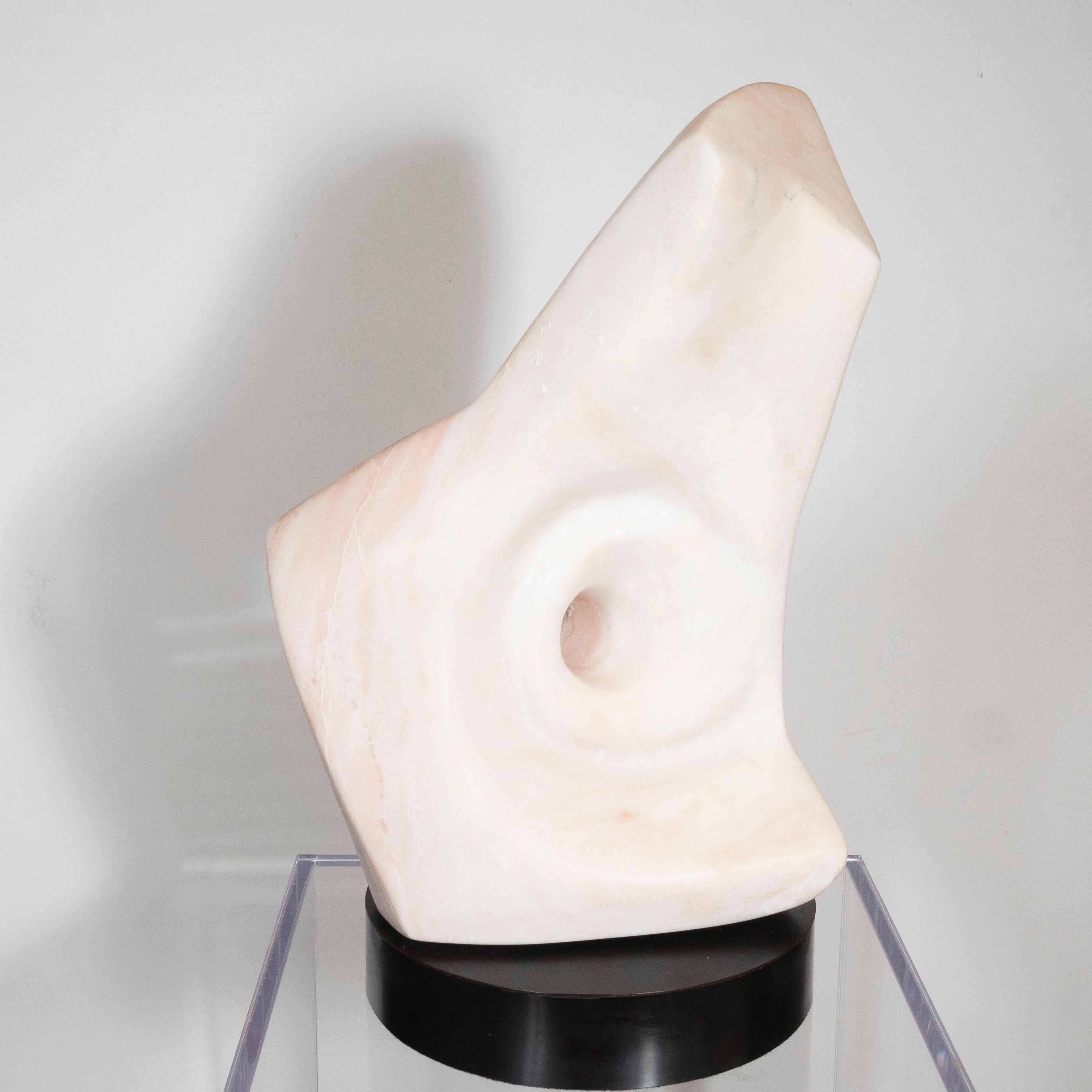 Mid-Century Modern Abstract Marble Sculpture on Black Enamel Swivel Base For Sale 1