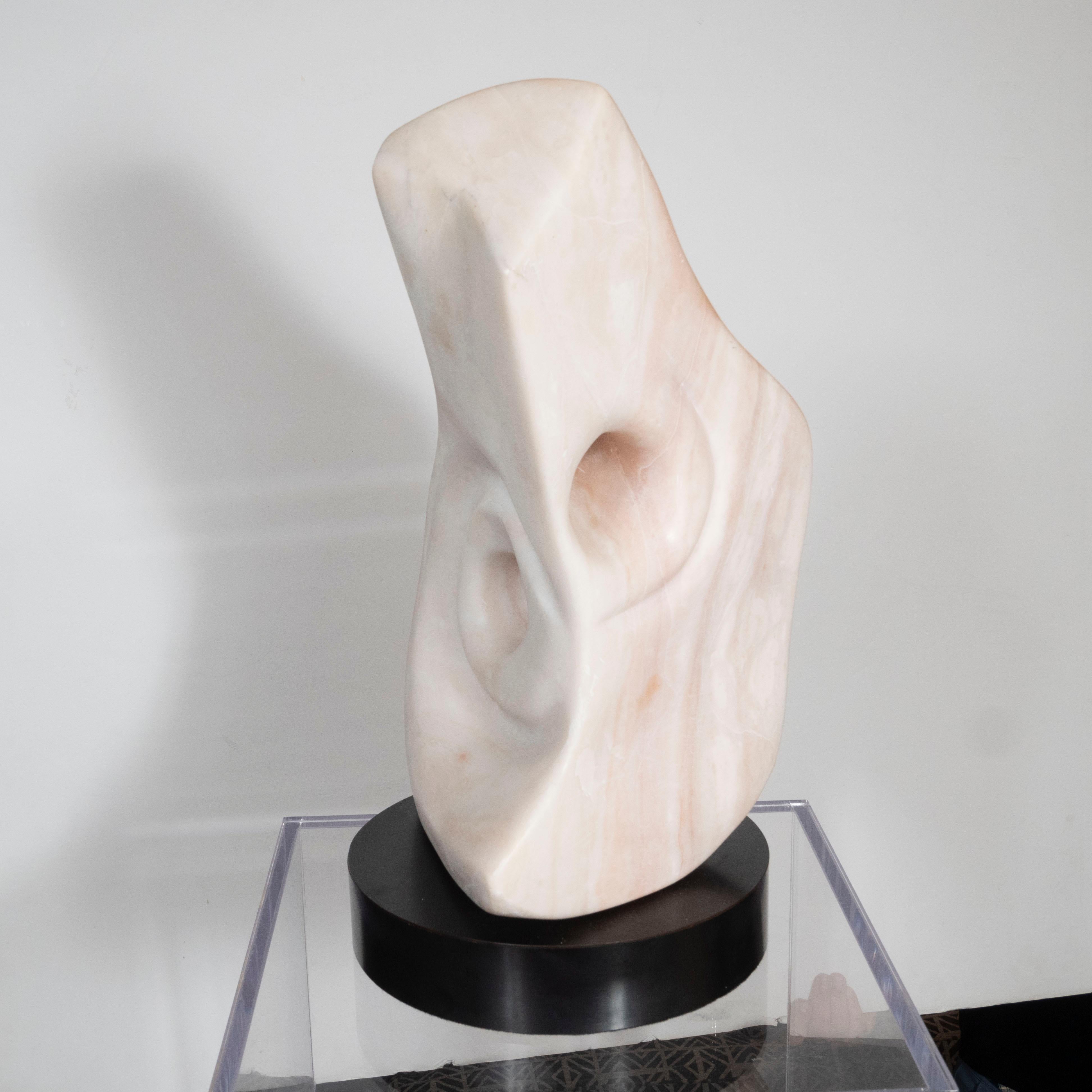 Mid-Century Modern Abstract Marble Sculpture on Black Enamel Swivel Base For Sale 3