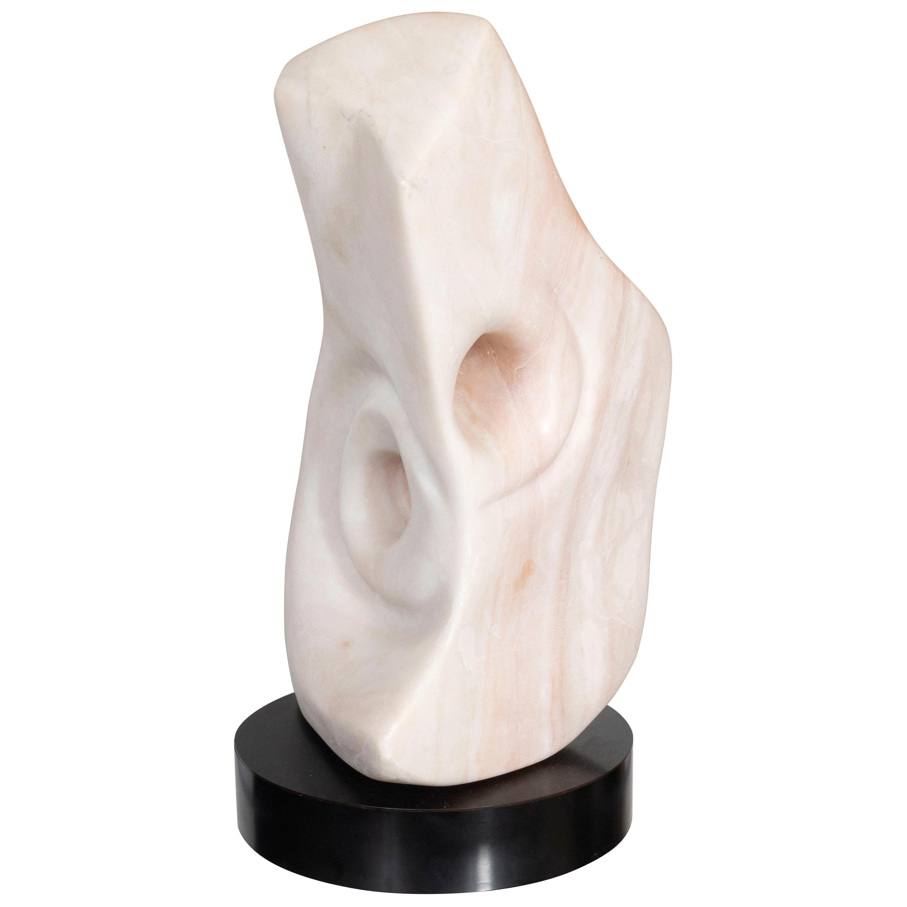 Mid-Century Modern Abstract Marble Sculpture on Black Enamel Swivel Base For Sale