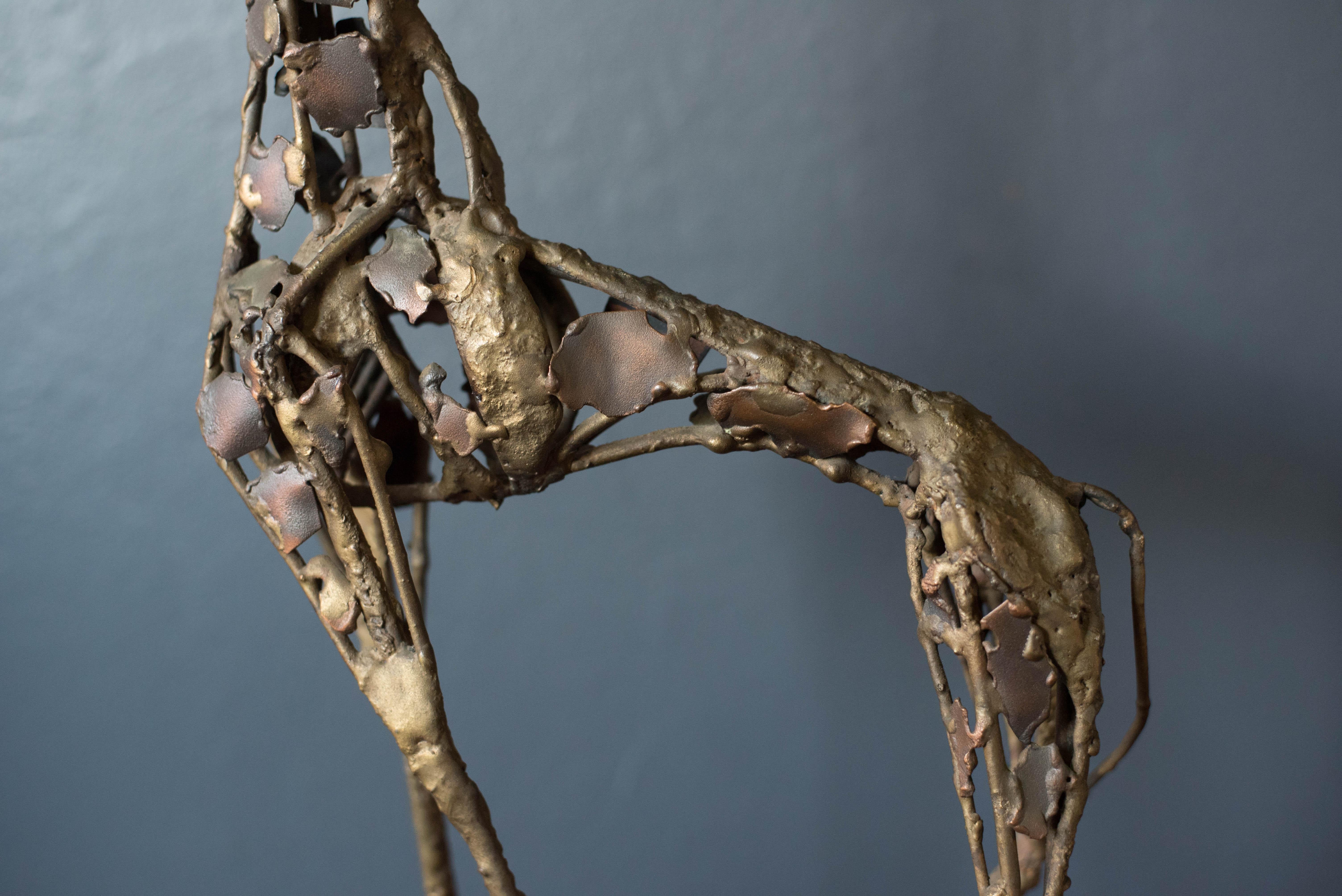 Mid Century Modern Abstract Metal Giraffe Sculpture For Sale 1