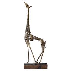 Mid Century Modern Abstract Metal Giraffe Sculpture