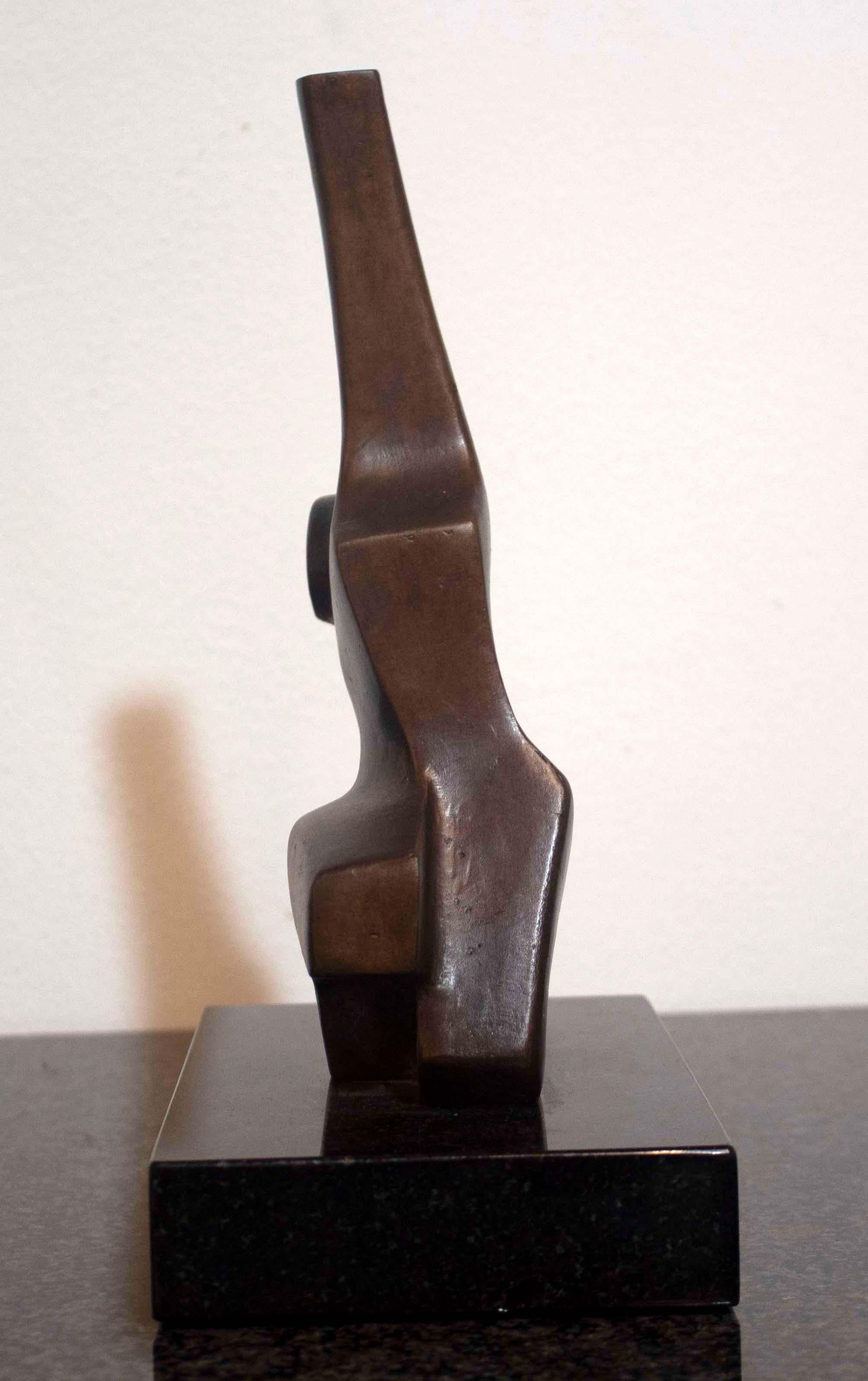 For your consideration is a gorgeous, abstract table sculpture, made of metal on a marble base, signed Varga, circa the 1970s. In excellent vintage condition. The dimensions are 7.25