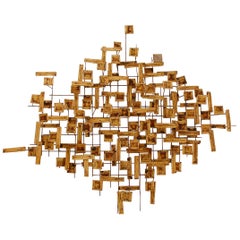 Mid-Century Modern Abstract Metal Wall Art or Sculpture in Brass and Steel