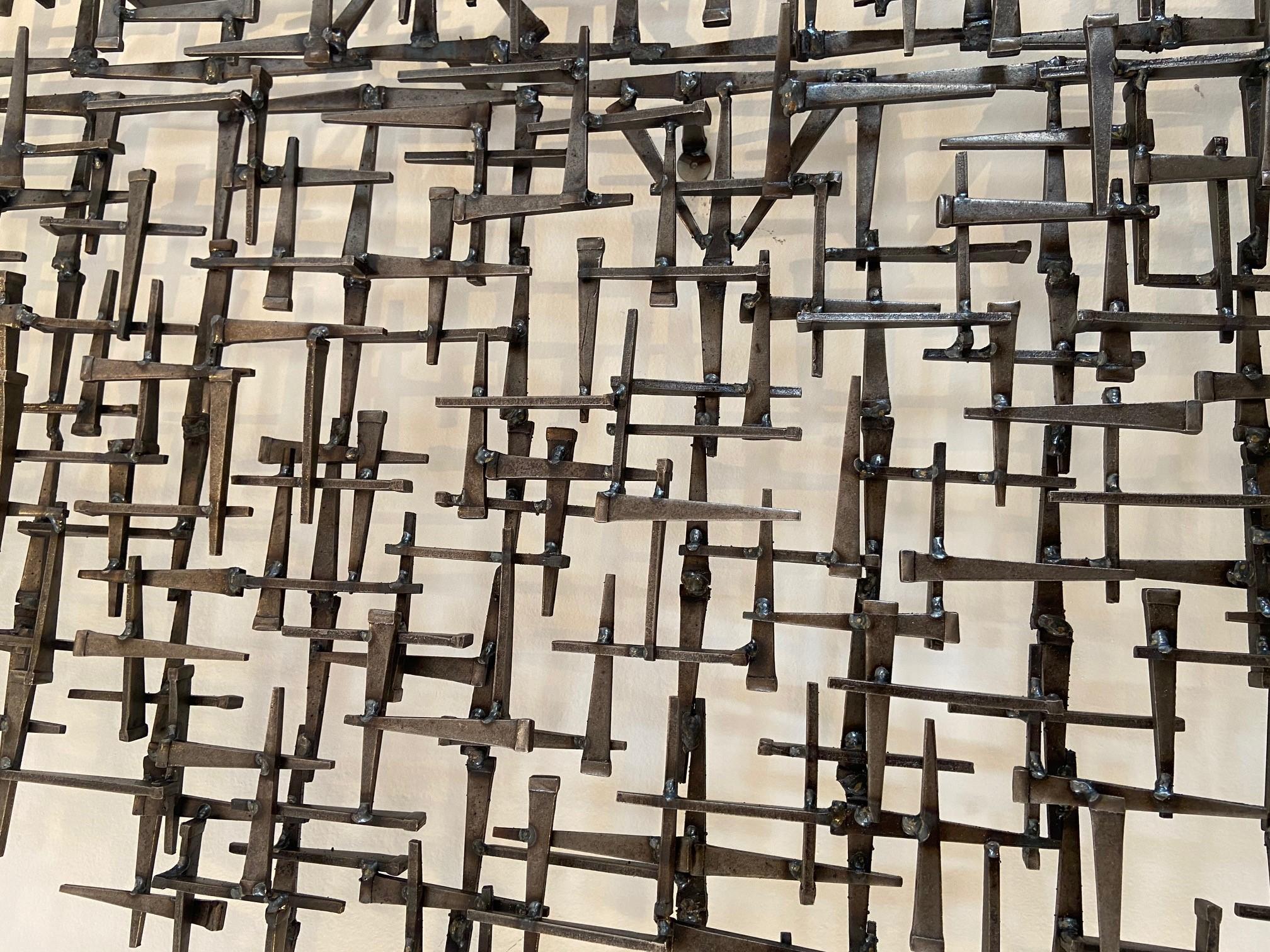 Mid-Century Modern Abstract Metal Wall Sculpture In Good Condition In Los Angeles, CA