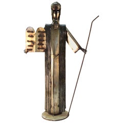 Mid-Century Modern Abstract Moses Sculpture in Mixed Metal