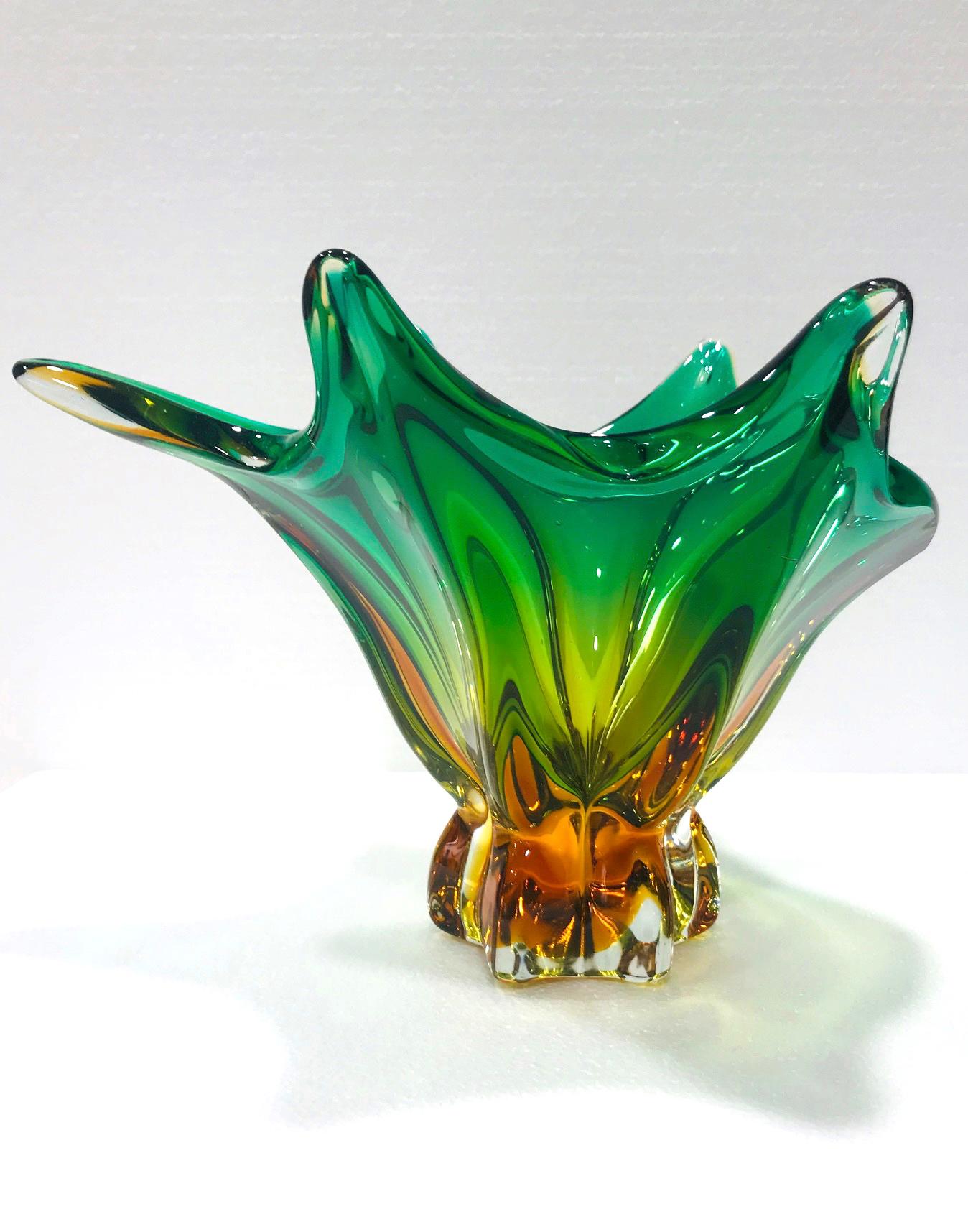 green murano glass vase