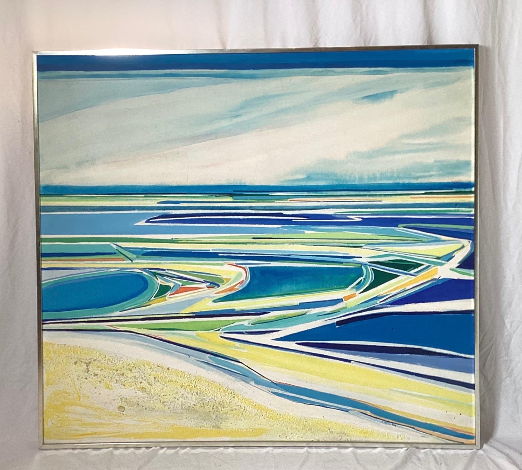 Mid-Century moderno Mid Century Modern Abstract New Jersey Shore Seascape - by E. Schreiber in vendita