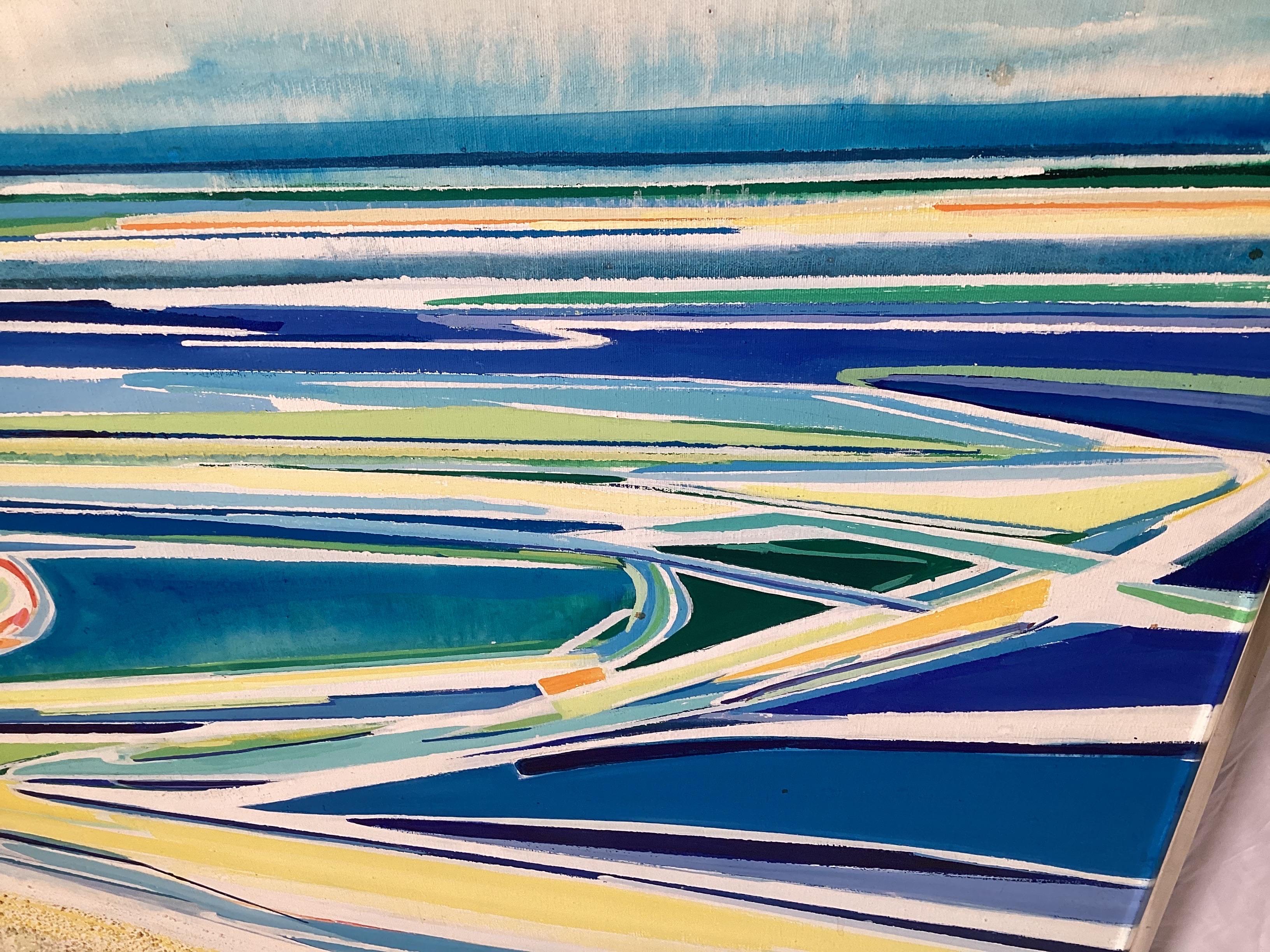 Americano Mid Century Modern Abstract New Jersey Shore Seascape - by E. Schreiber in vendita