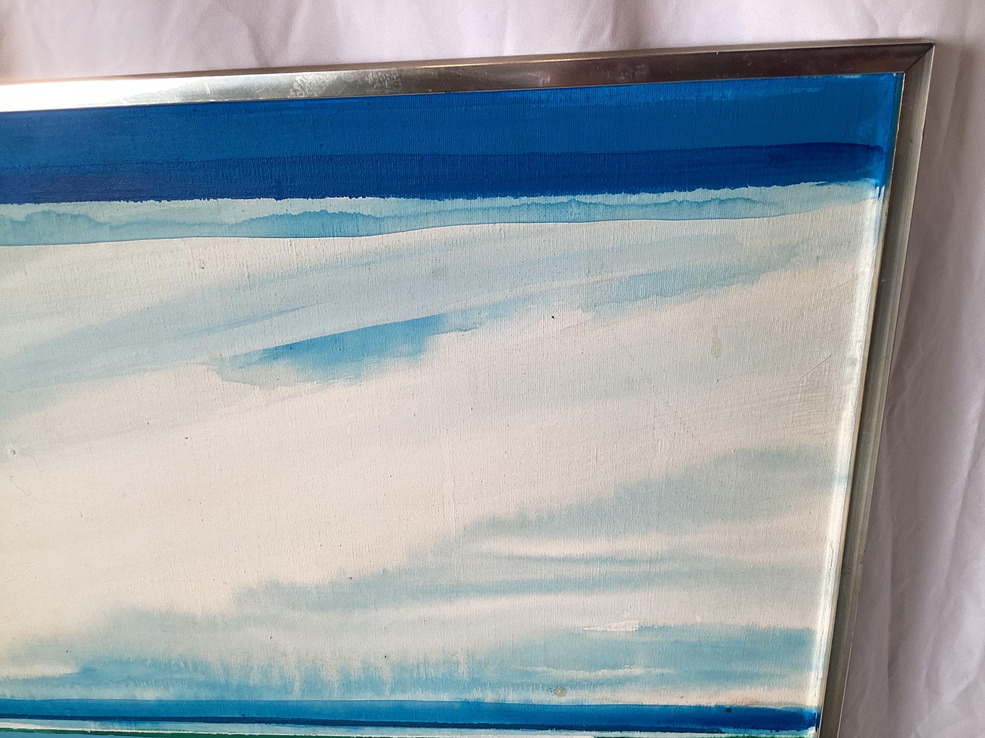 Mid Century Modern Abstract New Jersey Shore Seascape - by E. Schreiber In condizioni buone in vendita a Lambertville, NJ