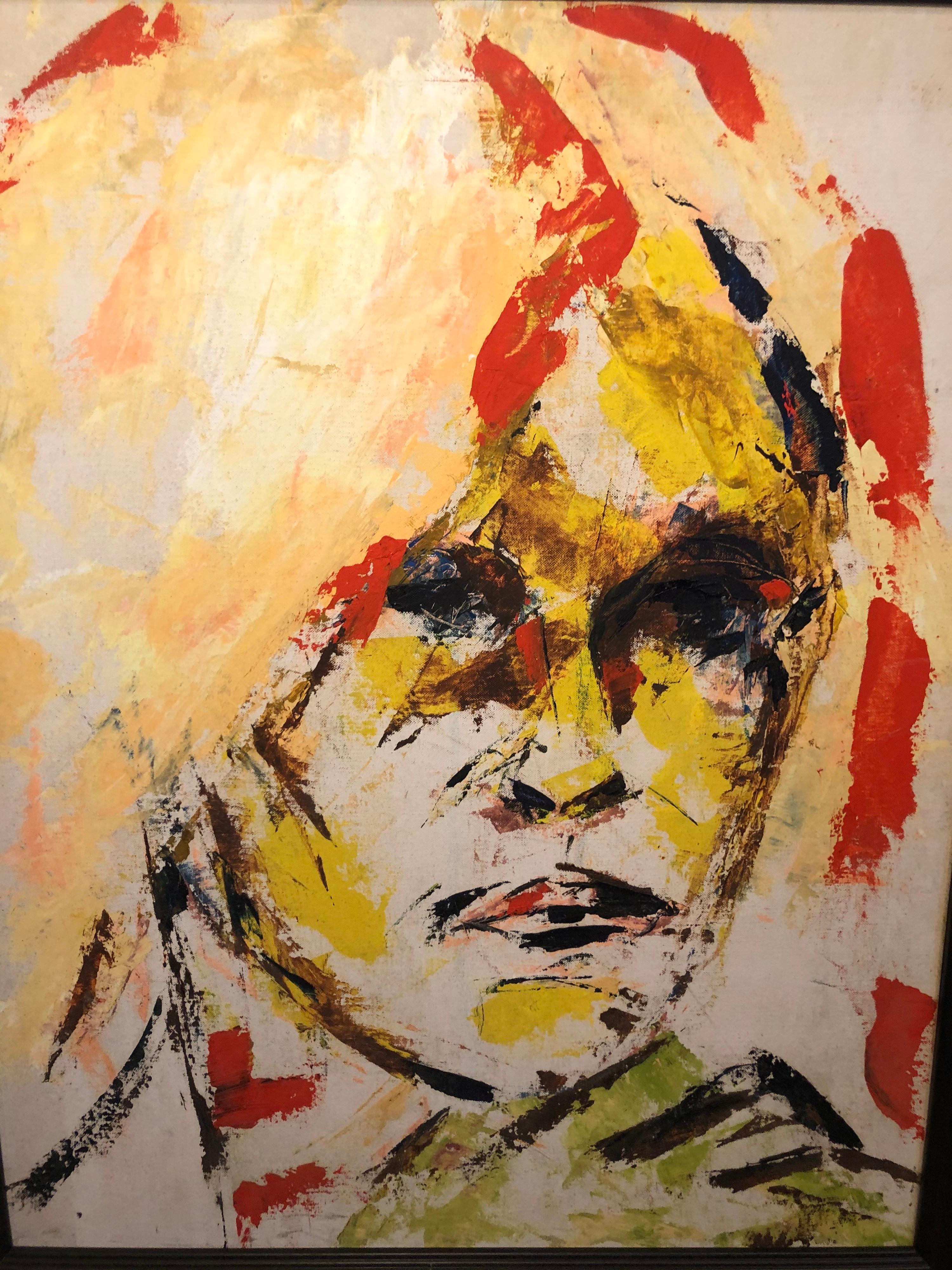 Mid-Century Modern Mid Century Modern Abstract of Andy Warhol Style man For Sale