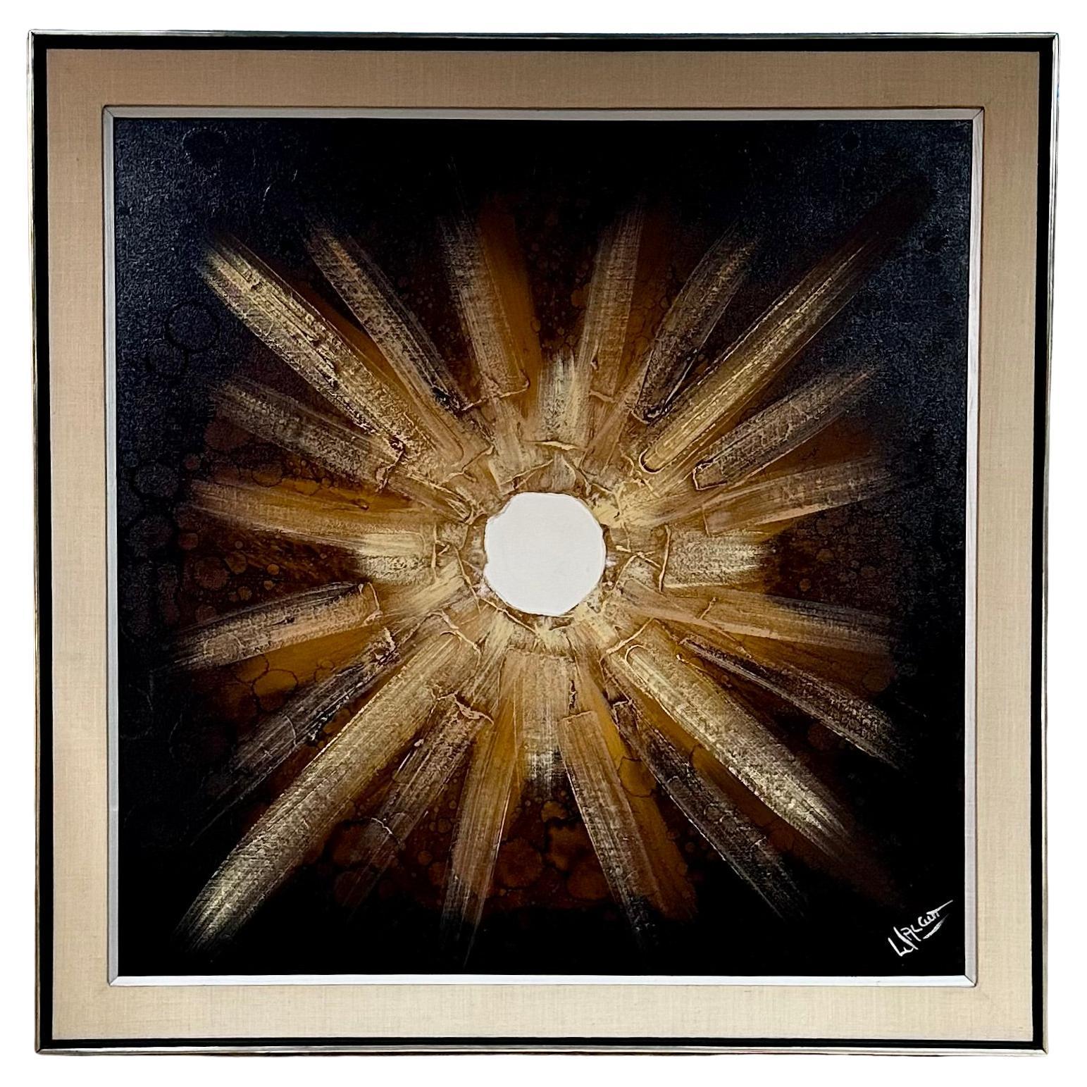 Óleo sobre lienzo abstracto moderno de mediados de siglo de Frank Walcutt