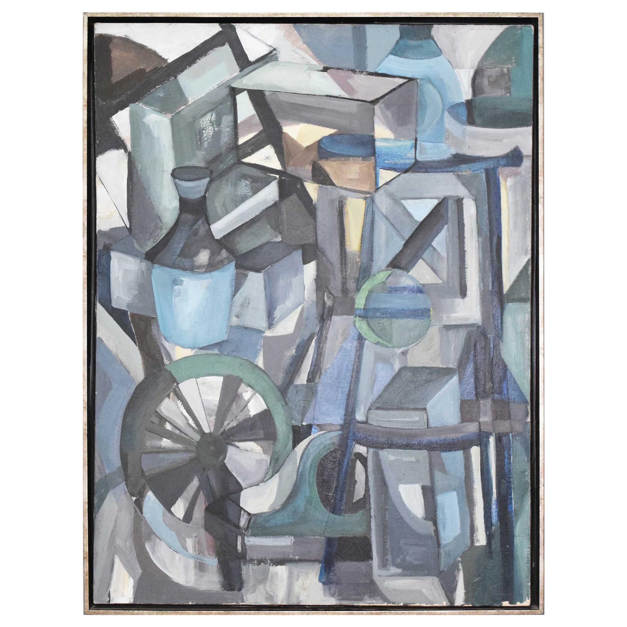 Mid-Century Modern Abstract Oil on Canvas For Sale