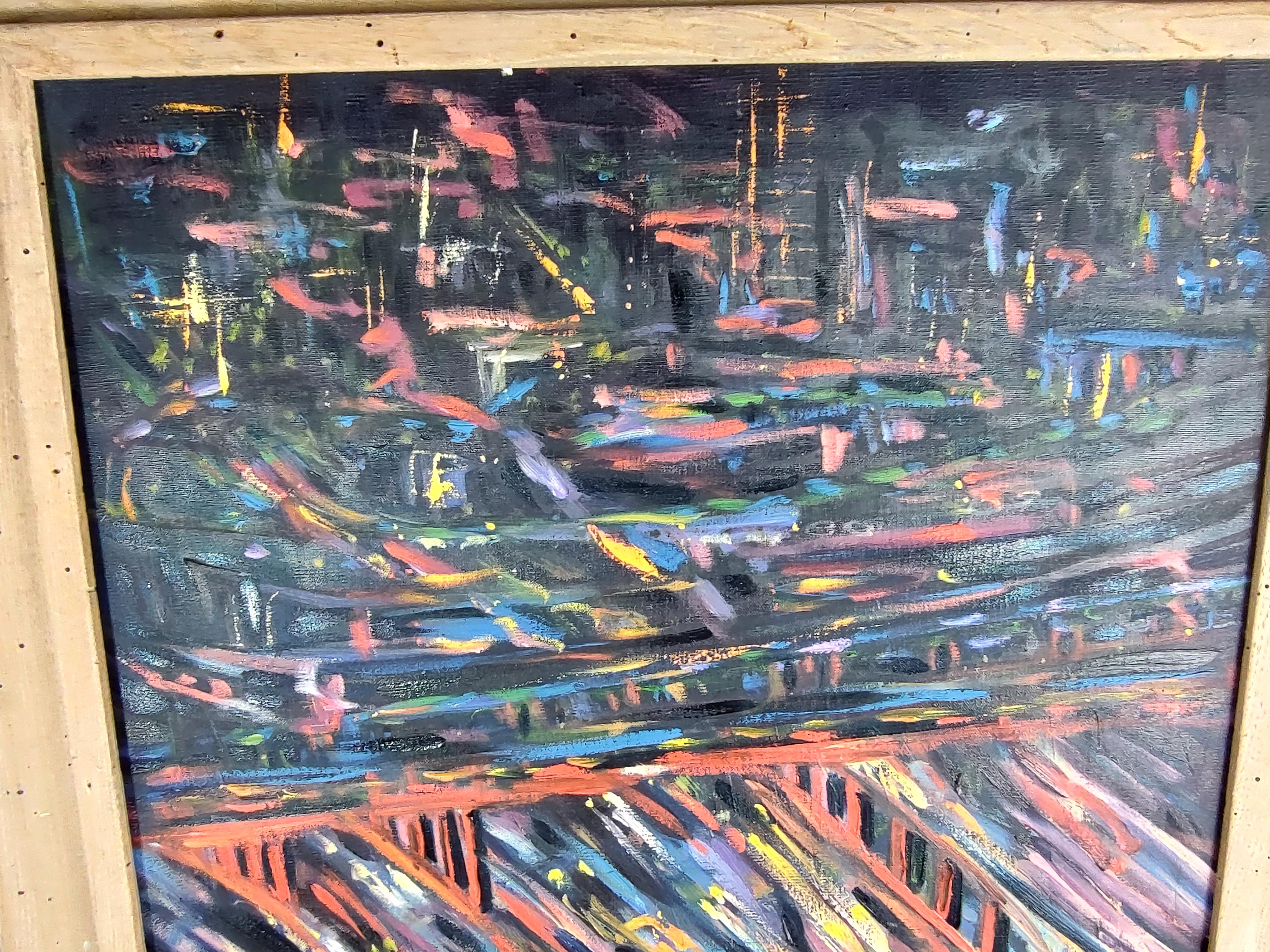 Abstraktes Ölgemälde auf Leinwand von Weinstein, Moderne der Mitte des Jahrhunderts im Zustand „Gut“ im Angebot in Port Jervis, NY