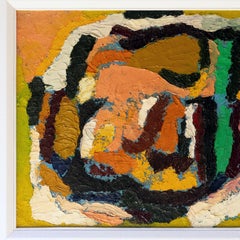 Óleo abstracto sobre lienzo de mediados del siglo XX, firmado por Matilde Sacchi, 1970.