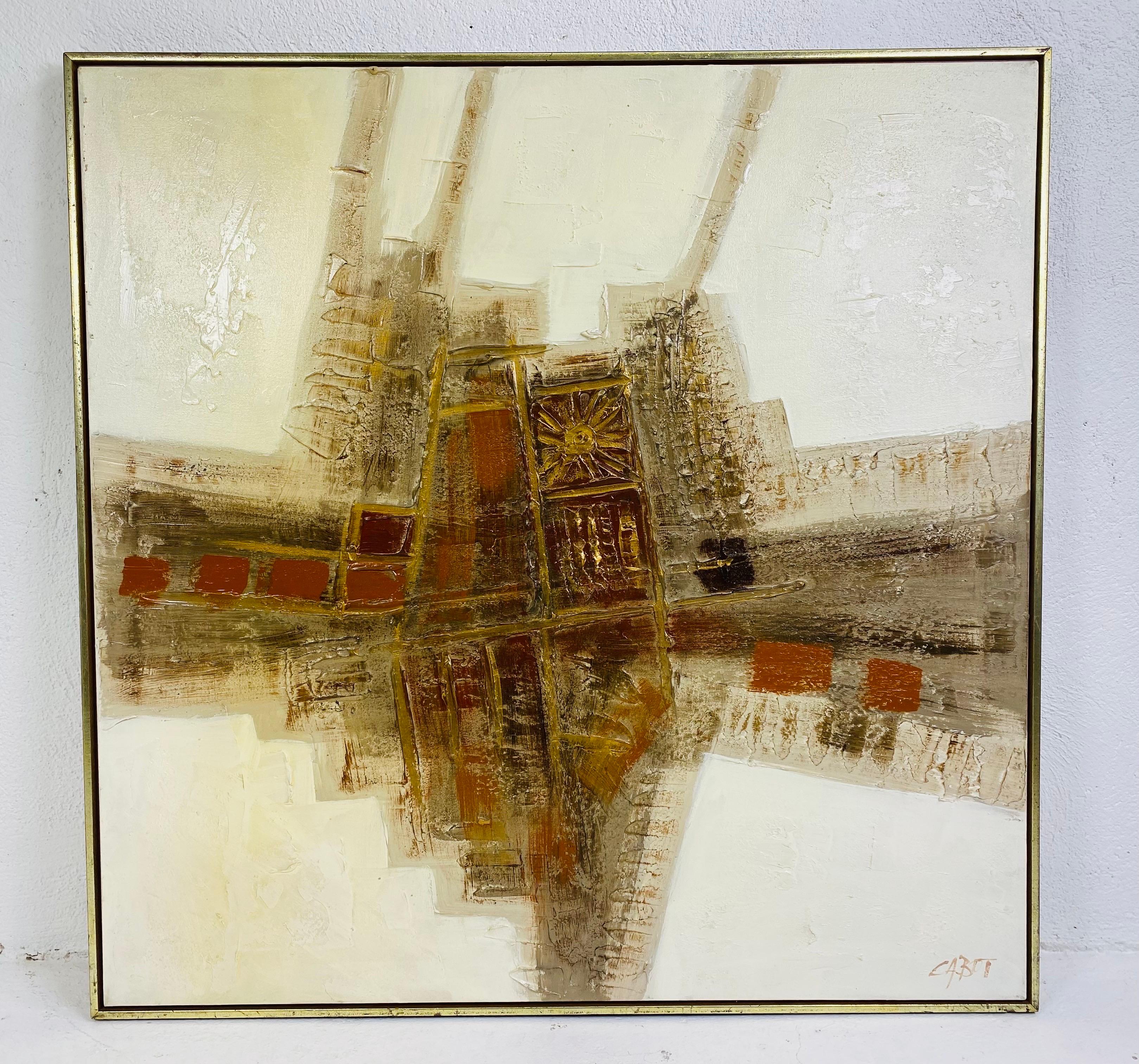 Huile sur toile abstraite moderne du milieu du siècle dernier signée Cabot en vente 2