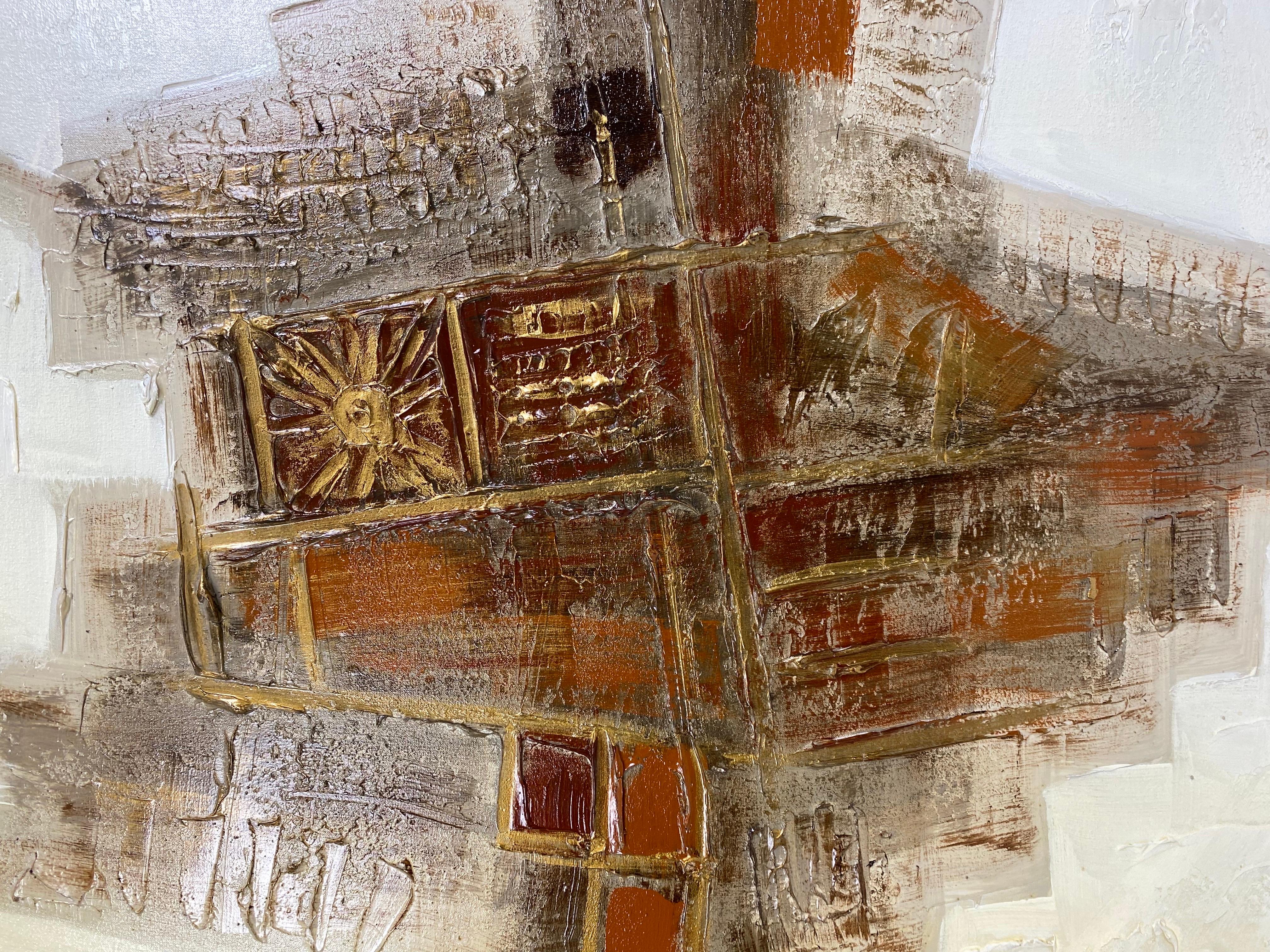 Huile sur toile abstraite moderne du milieu du siècle dernier signée Cabot Bon état - En vente à Allentown, PA