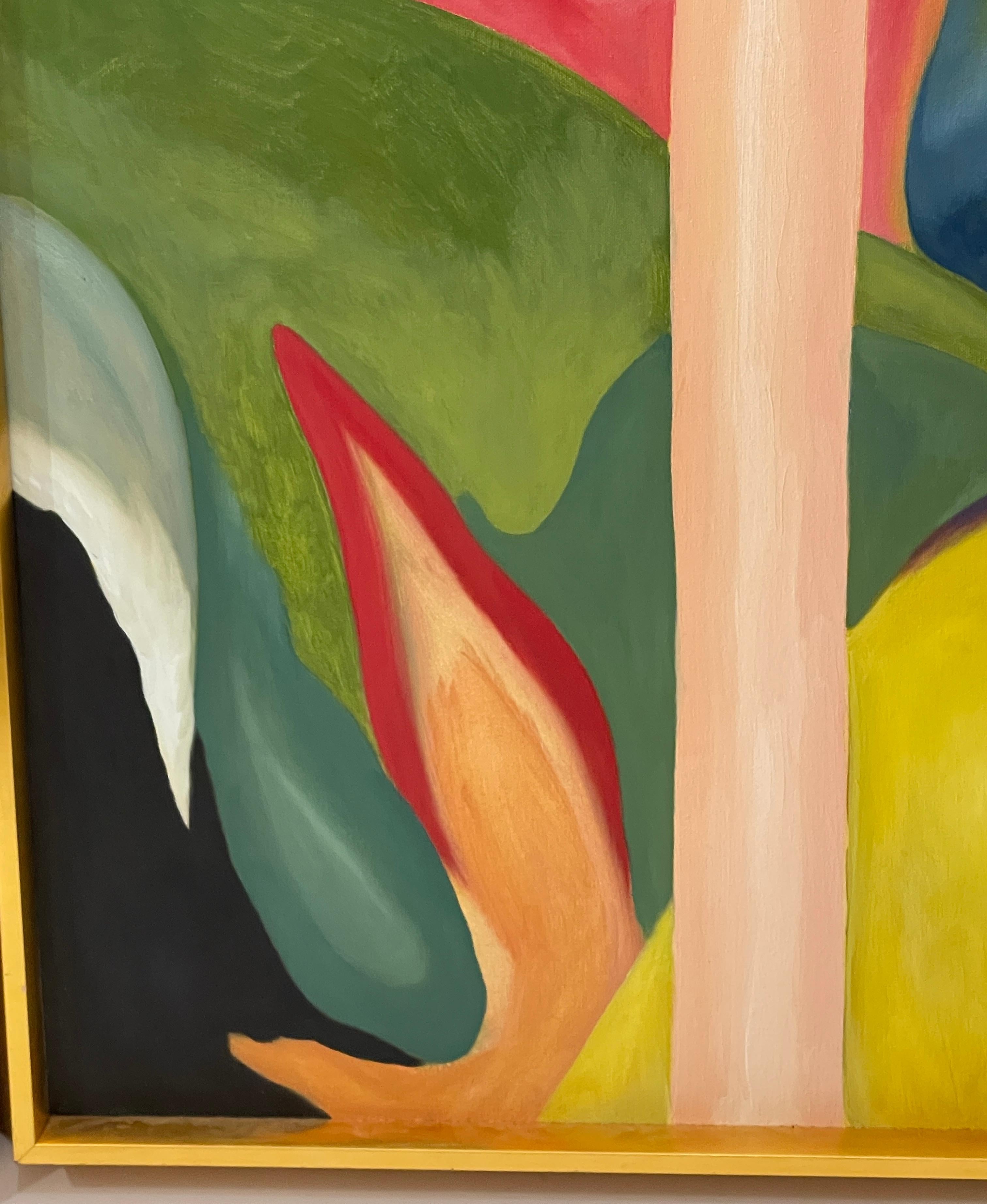 Ensemble triptyque moderne du milieu du siècle dernier huile sur toile abstraite, signé en vente 3