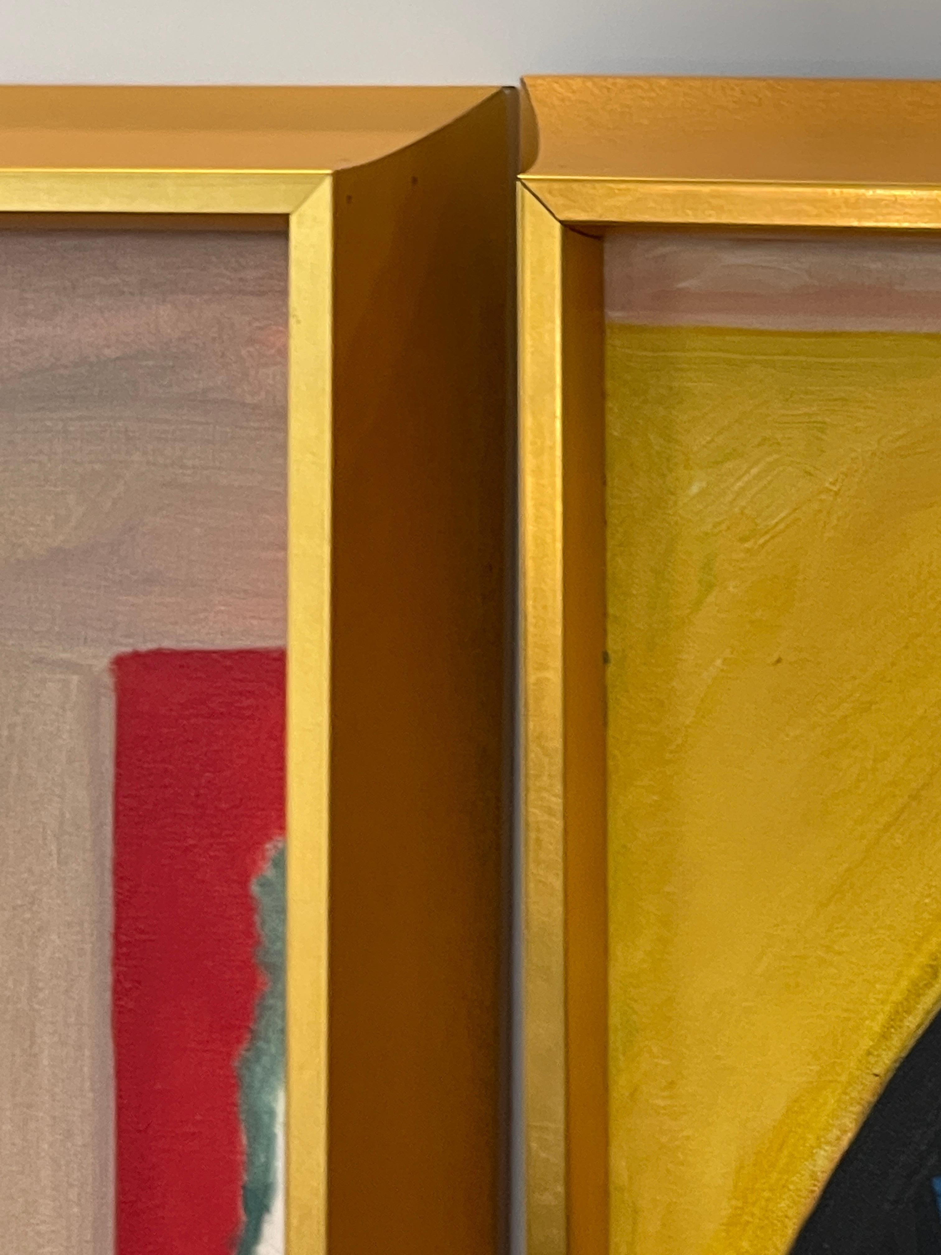 Ensemble triptyque moderne du milieu du siècle dernier huile sur toile abstraite, signé en vente 4