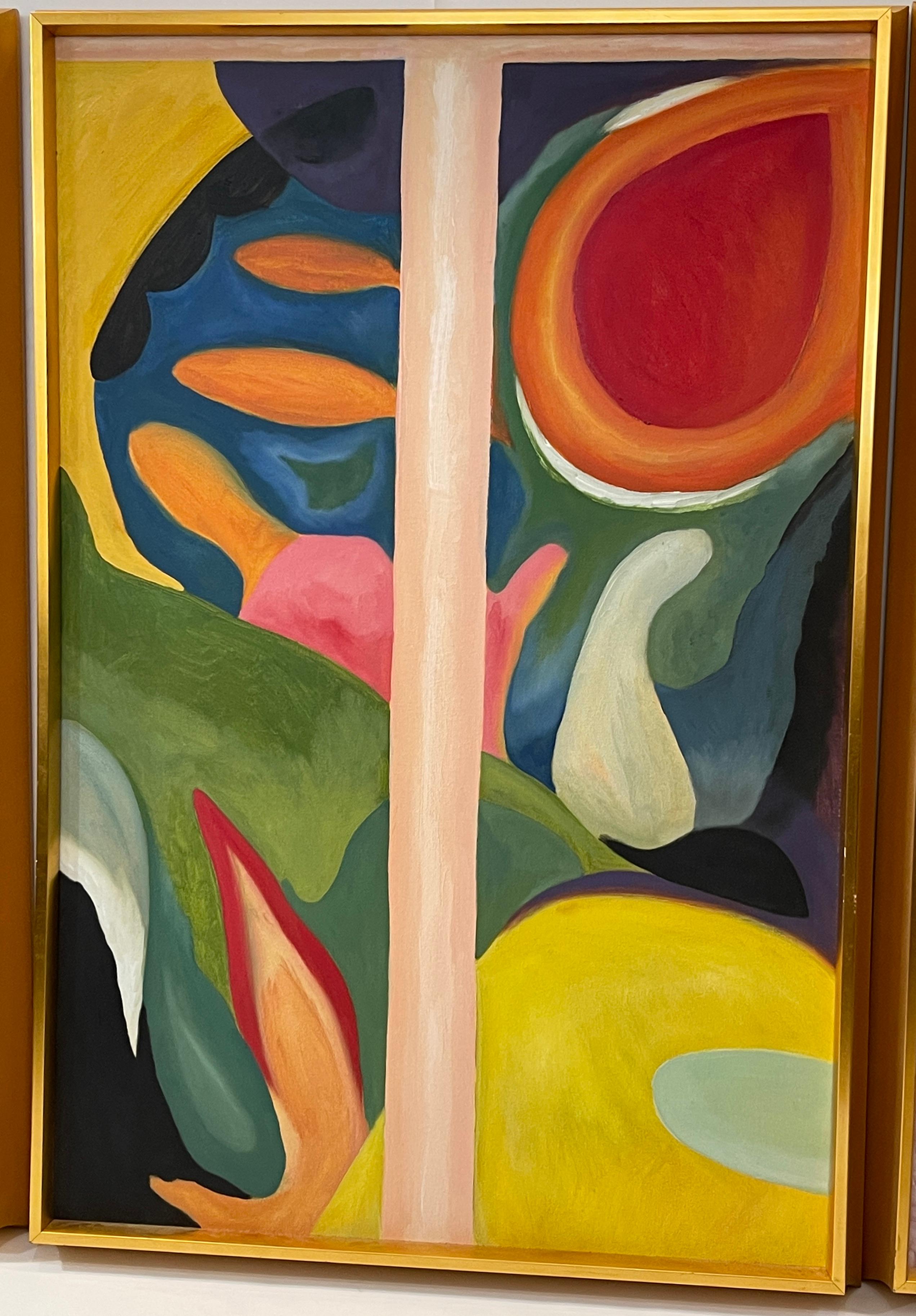 Américain Ensemble triptyque moderne du milieu du siècle dernier huile sur toile abstraite, signé en vente
