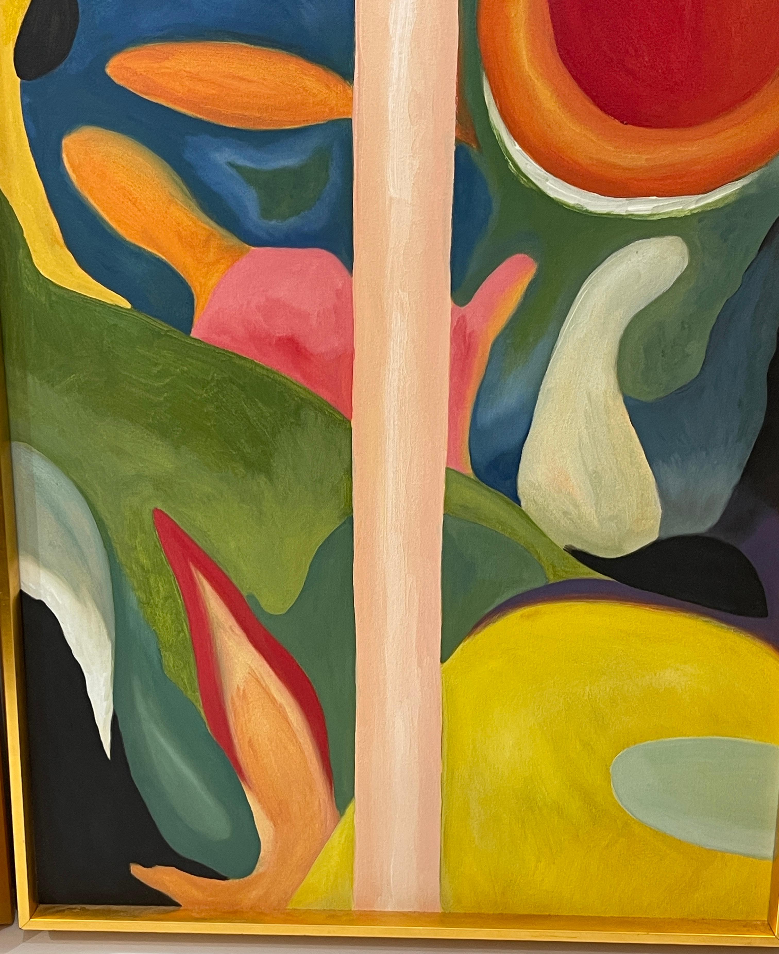 Milieu du XXe siècle Ensemble triptyque moderne du milieu du siècle dernier huile sur toile abstraite, signé en vente