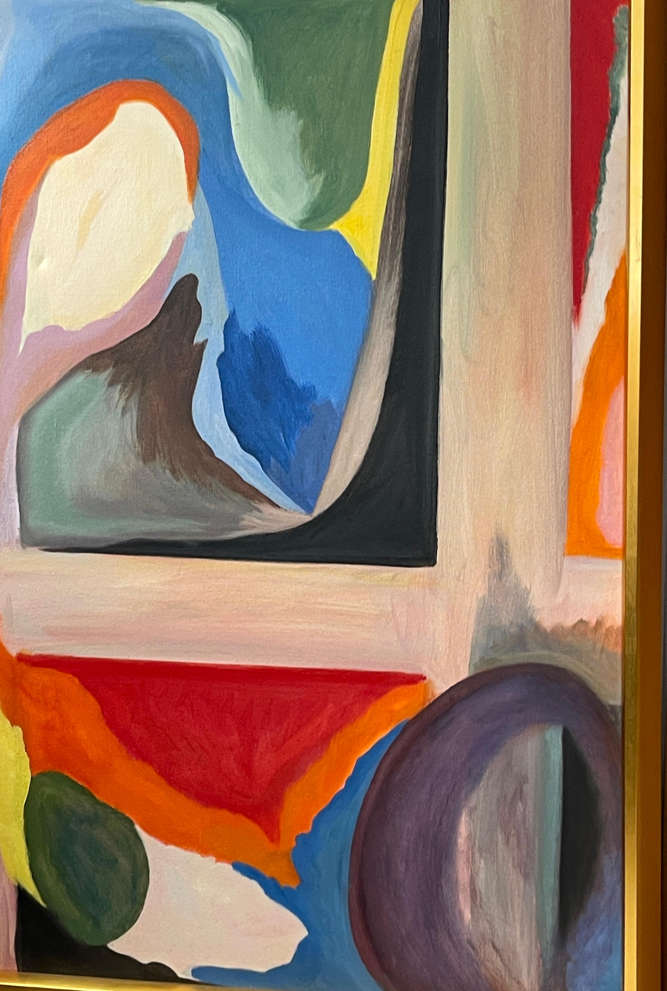 Ensemble triptyque moderne du milieu du siècle dernier huile sur toile abstraite, signé en vente 1