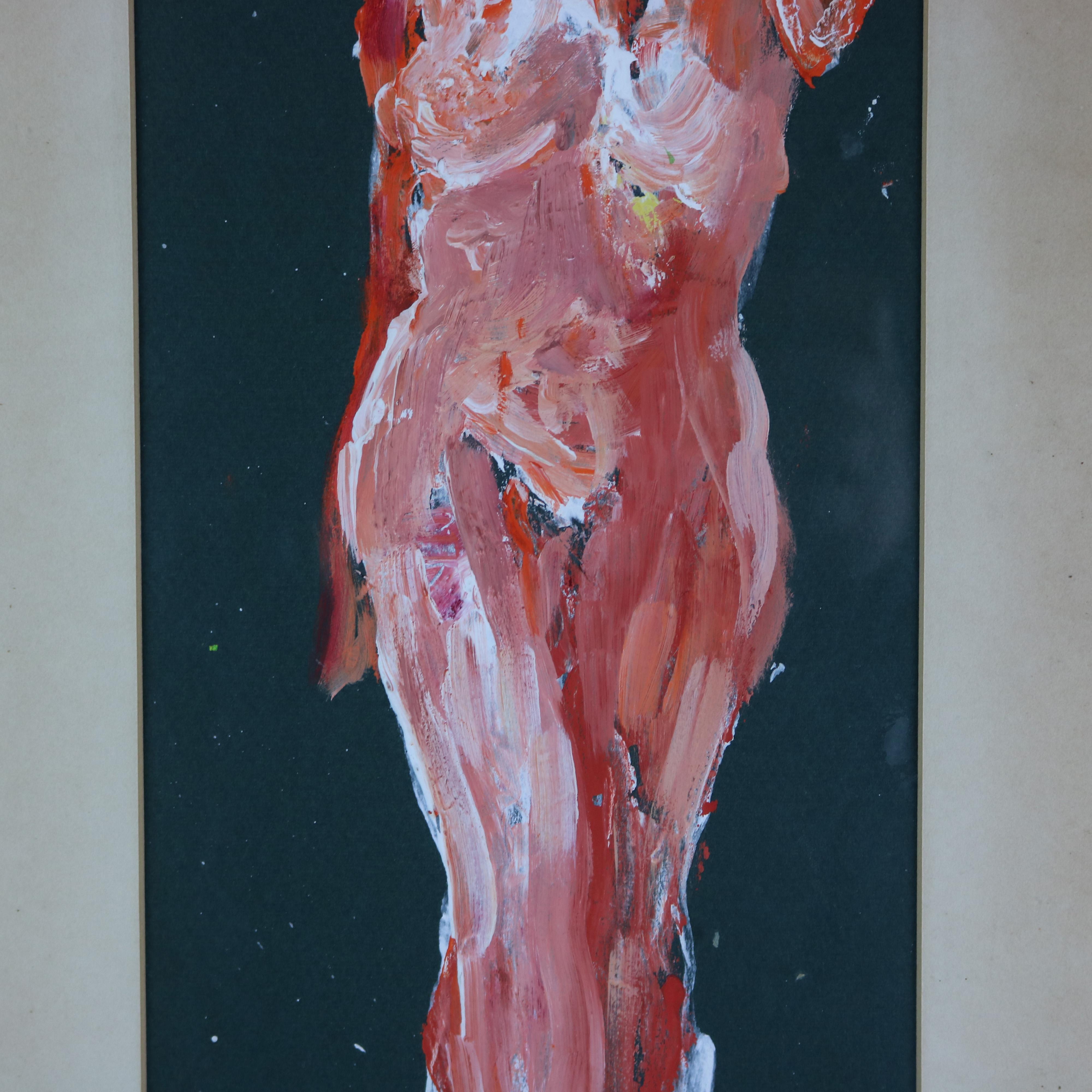 Mid-Century Modern Peinture à l'huile abstraite moderne du milieu du siècle dernier, portrait d'un nu par Skipper Mize, vers 1960 en vente