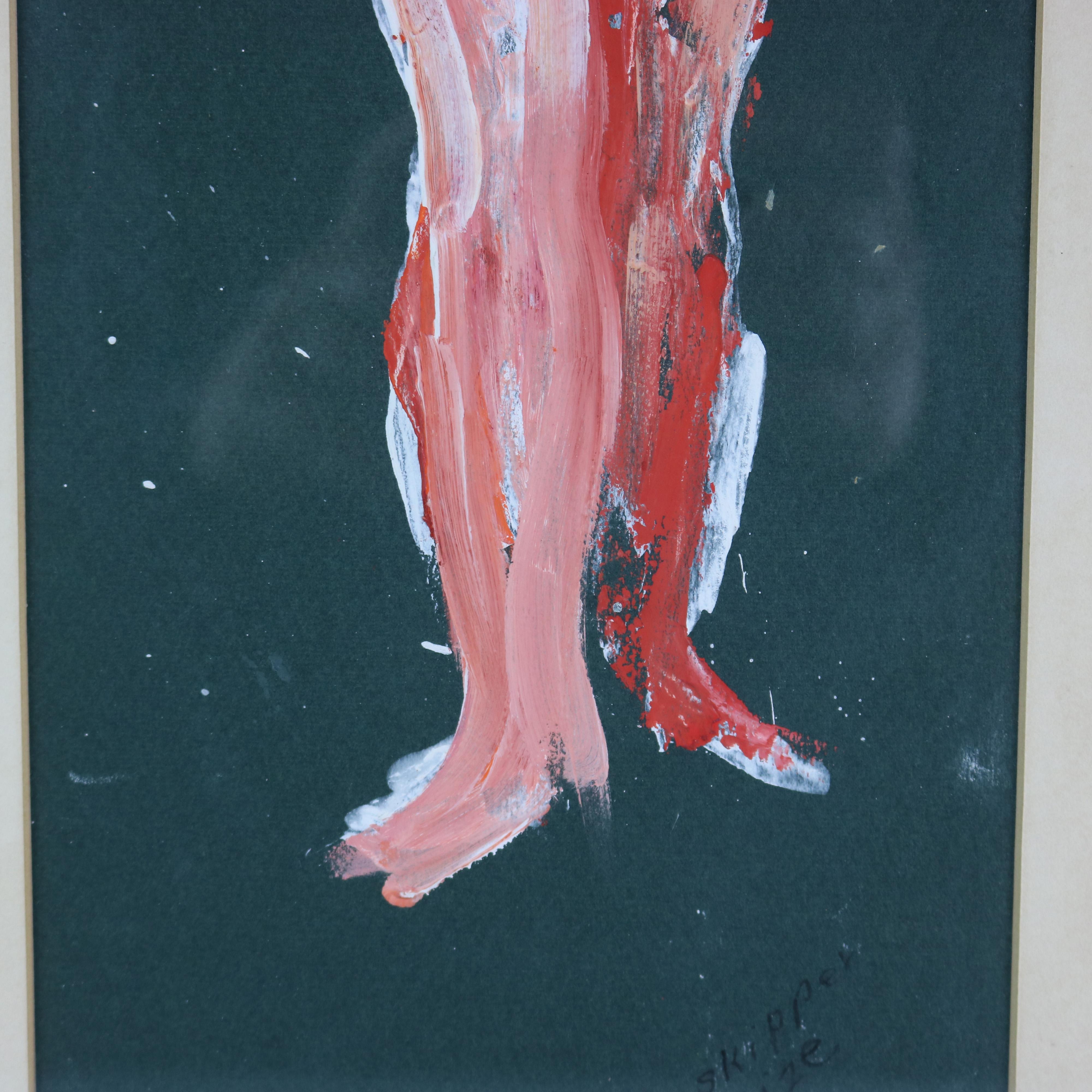 Hand-Painted Mid-Century Modern Abstract Oil Painting, Nude Portrait by Skipper Mize, c1960 For Sale