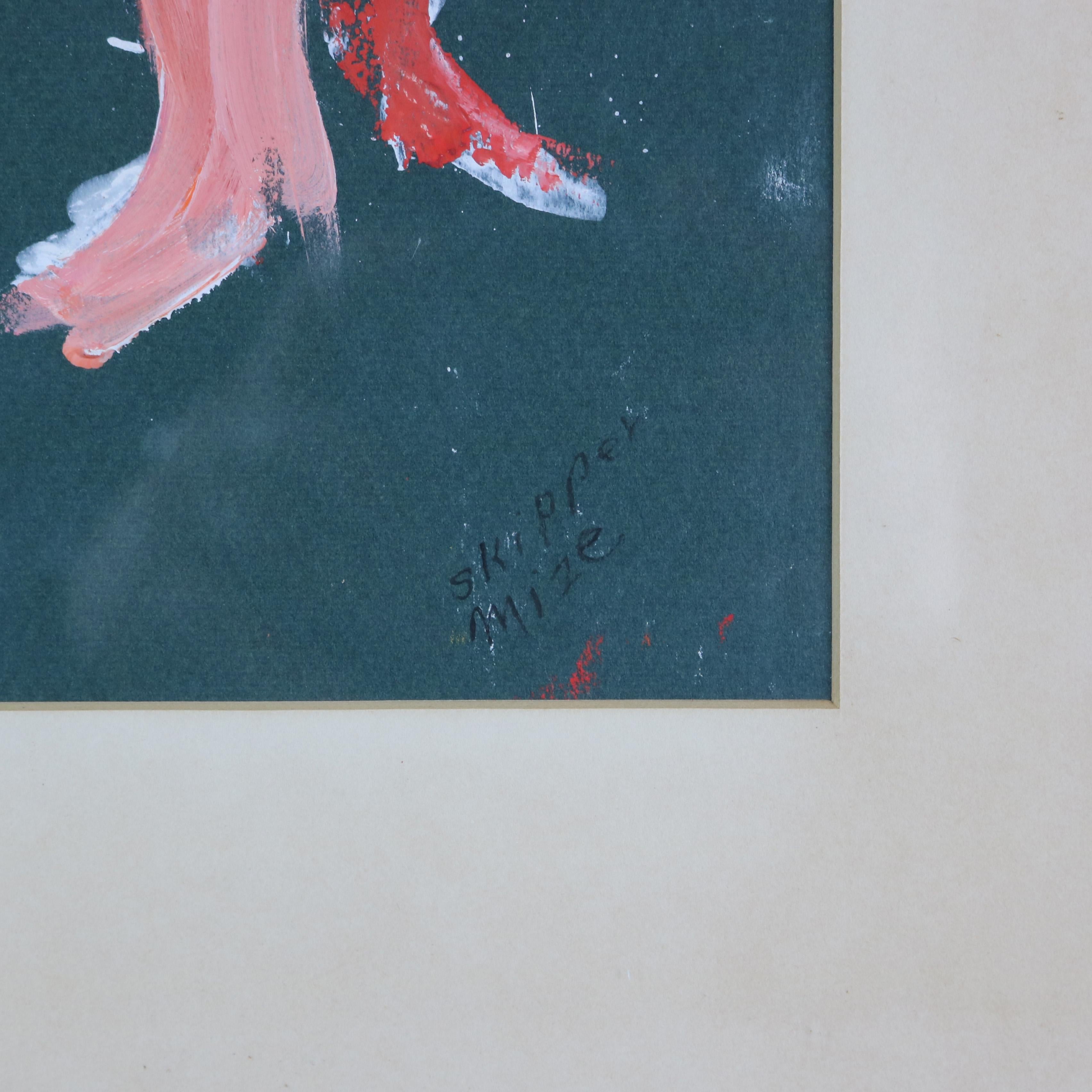 Peint à la main Peinture à l'huile abstraite moderne du milieu du siècle dernier, portrait d'un nu par Skipper Mize, vers 1960 en vente