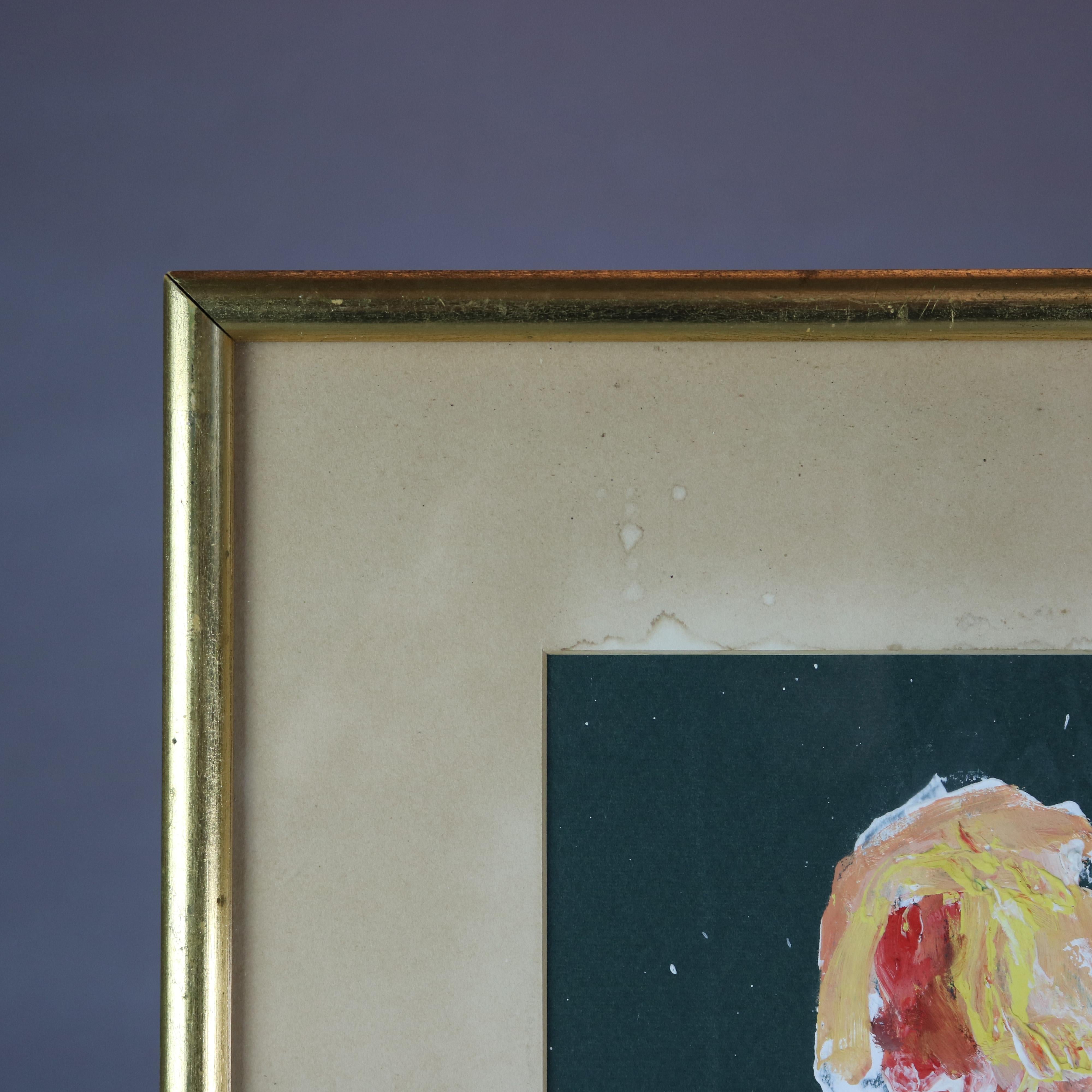 Wood Mid-Century Modern Abstract Oil Painting, Nude Portrait by Skipper Mize, c1960 For Sale