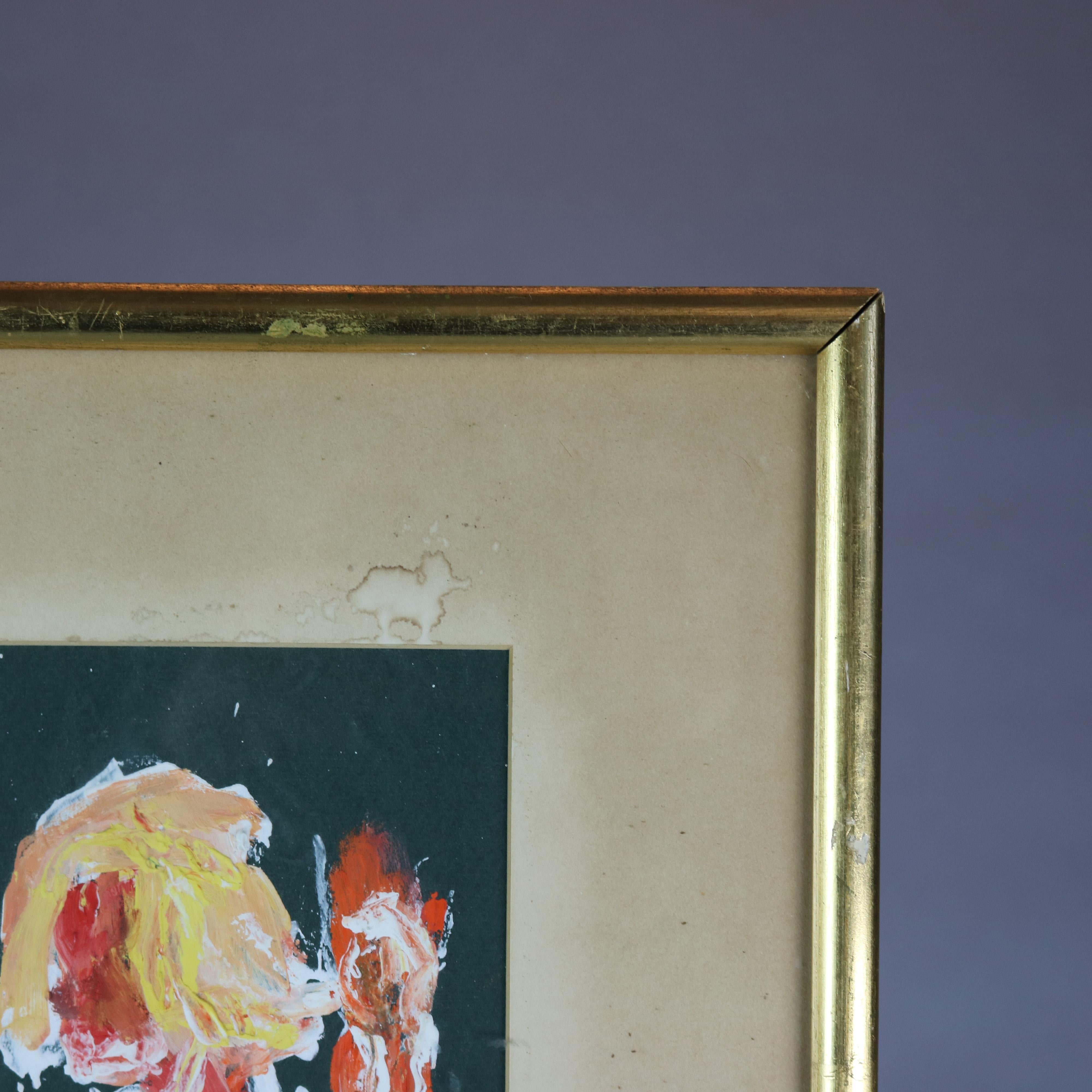 Bois Peinture à l'huile abstraite moderne du milieu du siècle dernier, portrait d'un nu par Skipper Mize, vers 1960 en vente