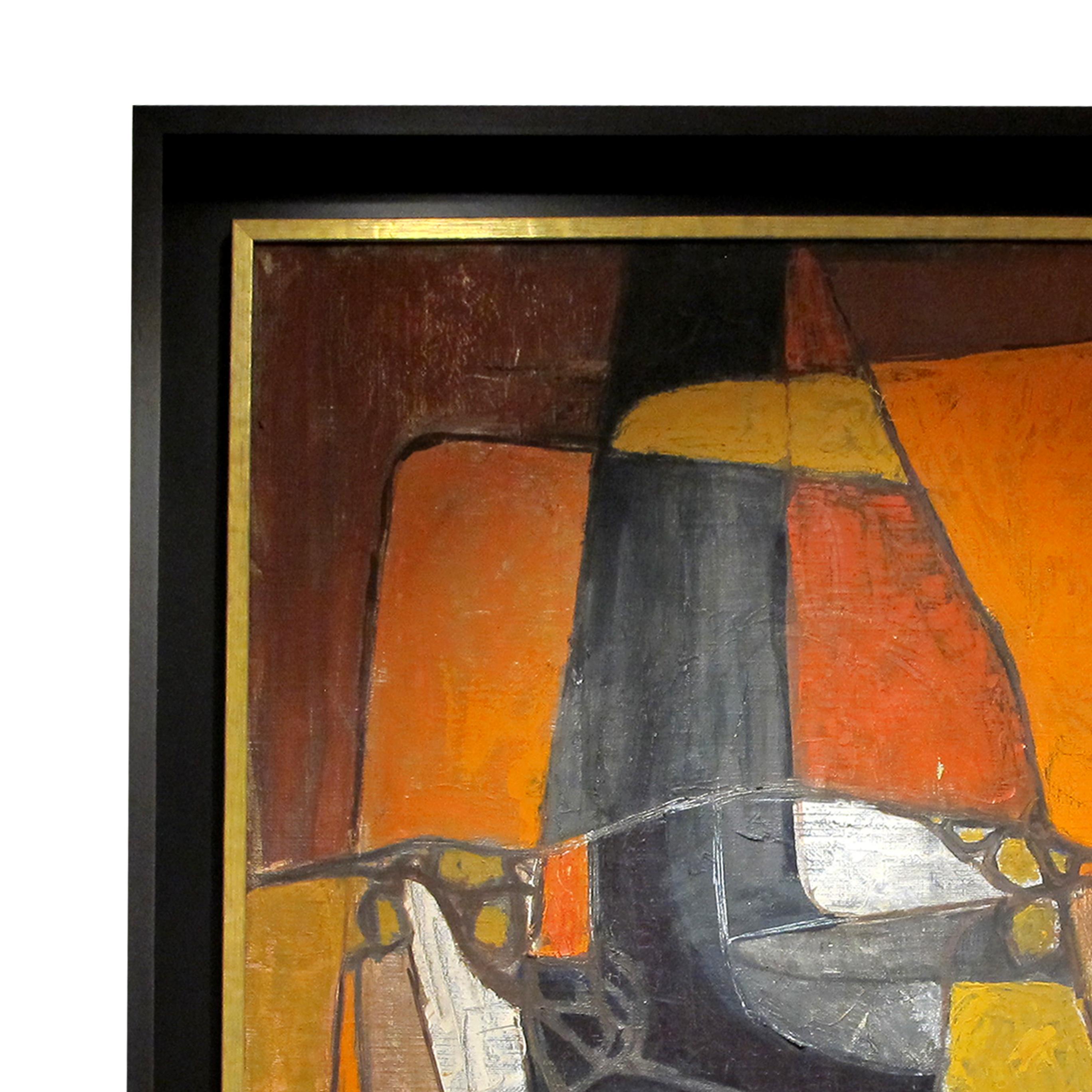 Mid-20th Century Mid-Century Modern Abstract Oil Painting on Canvas, Scandinavian For Sale