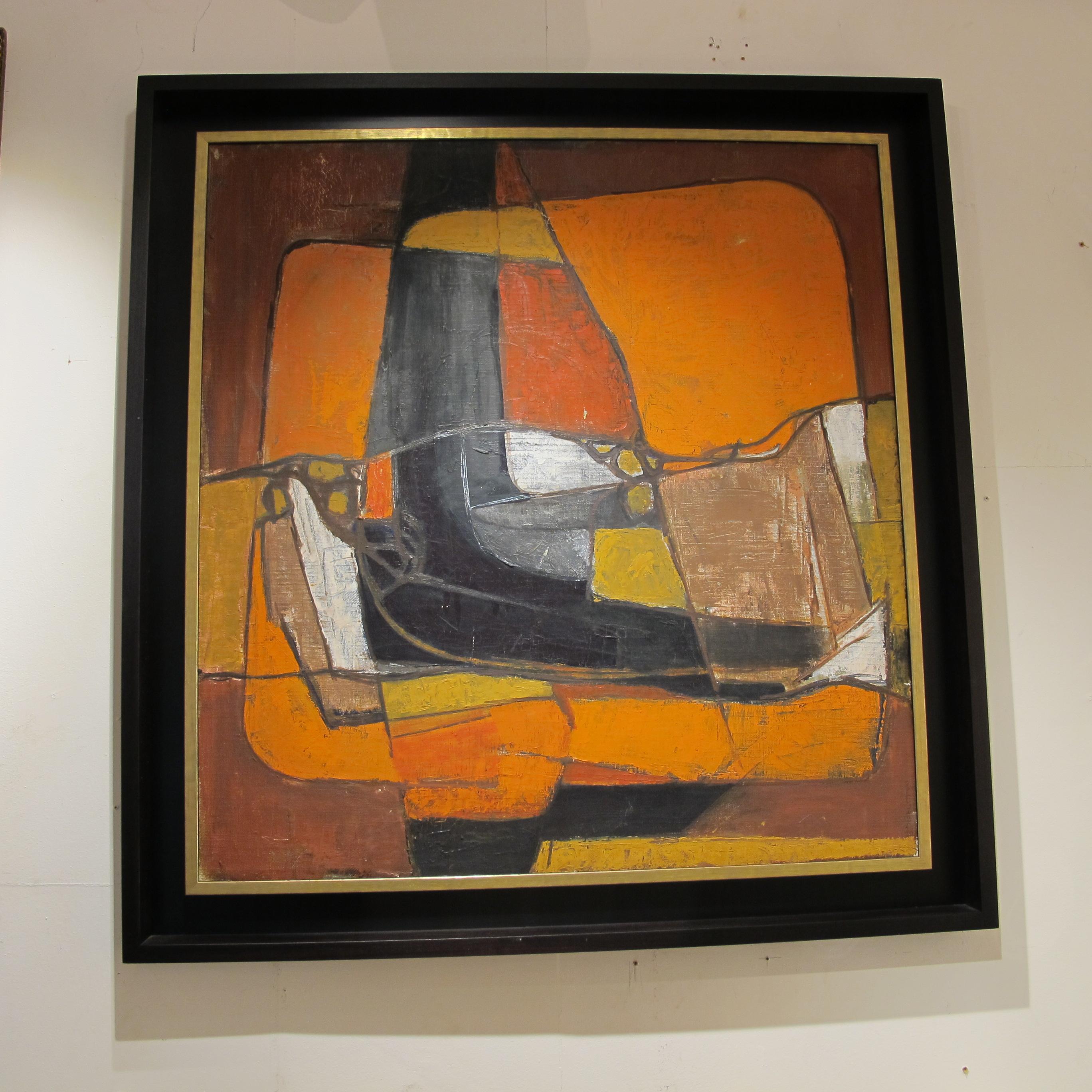 Mid-Century Modern Abstract Oil Painting on Canvas, Scandinavian For Sale 3