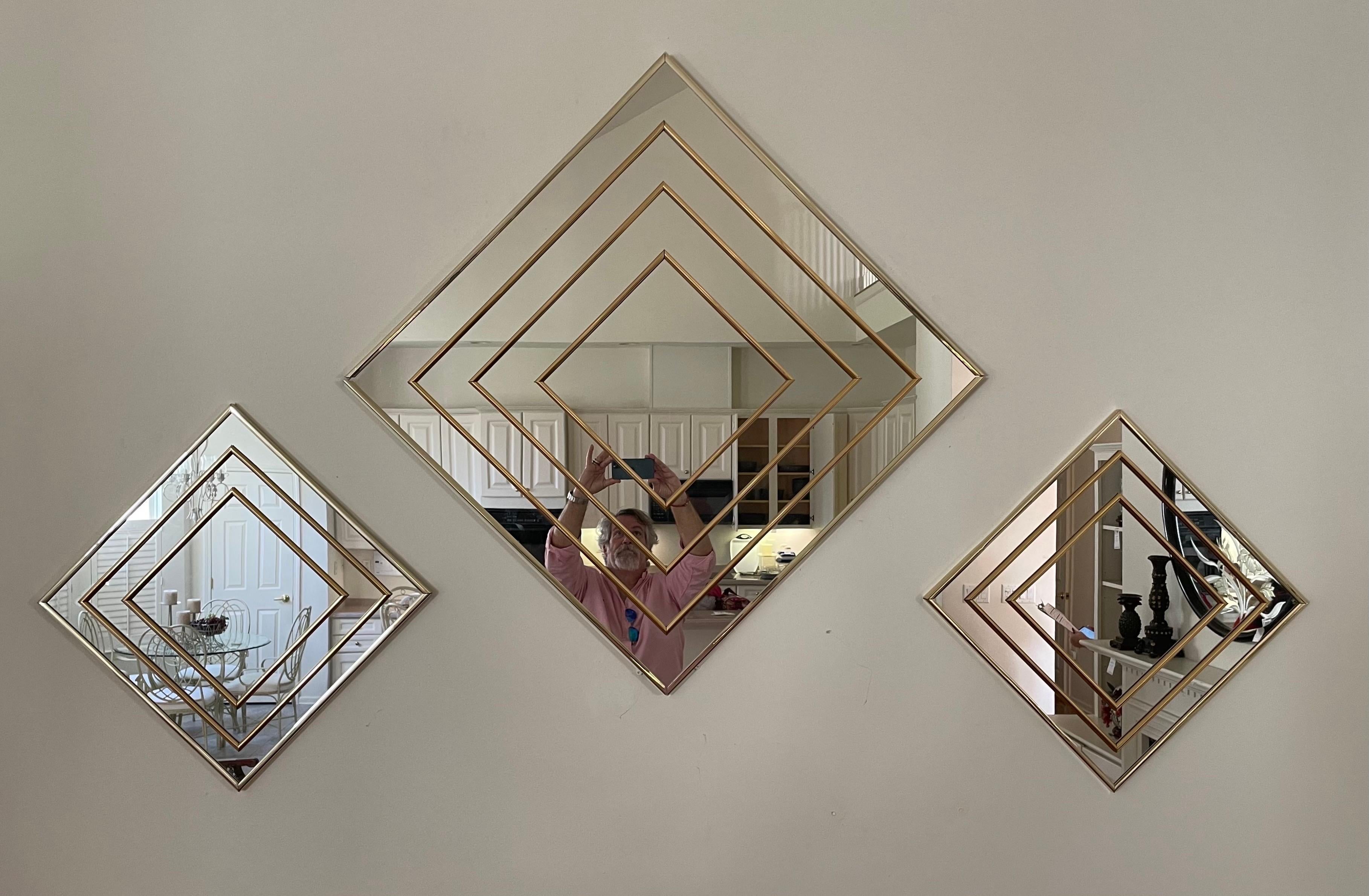 Brass Mid-Century Modern Abstract Op Art Mirror A Sharon Art Original For Sale