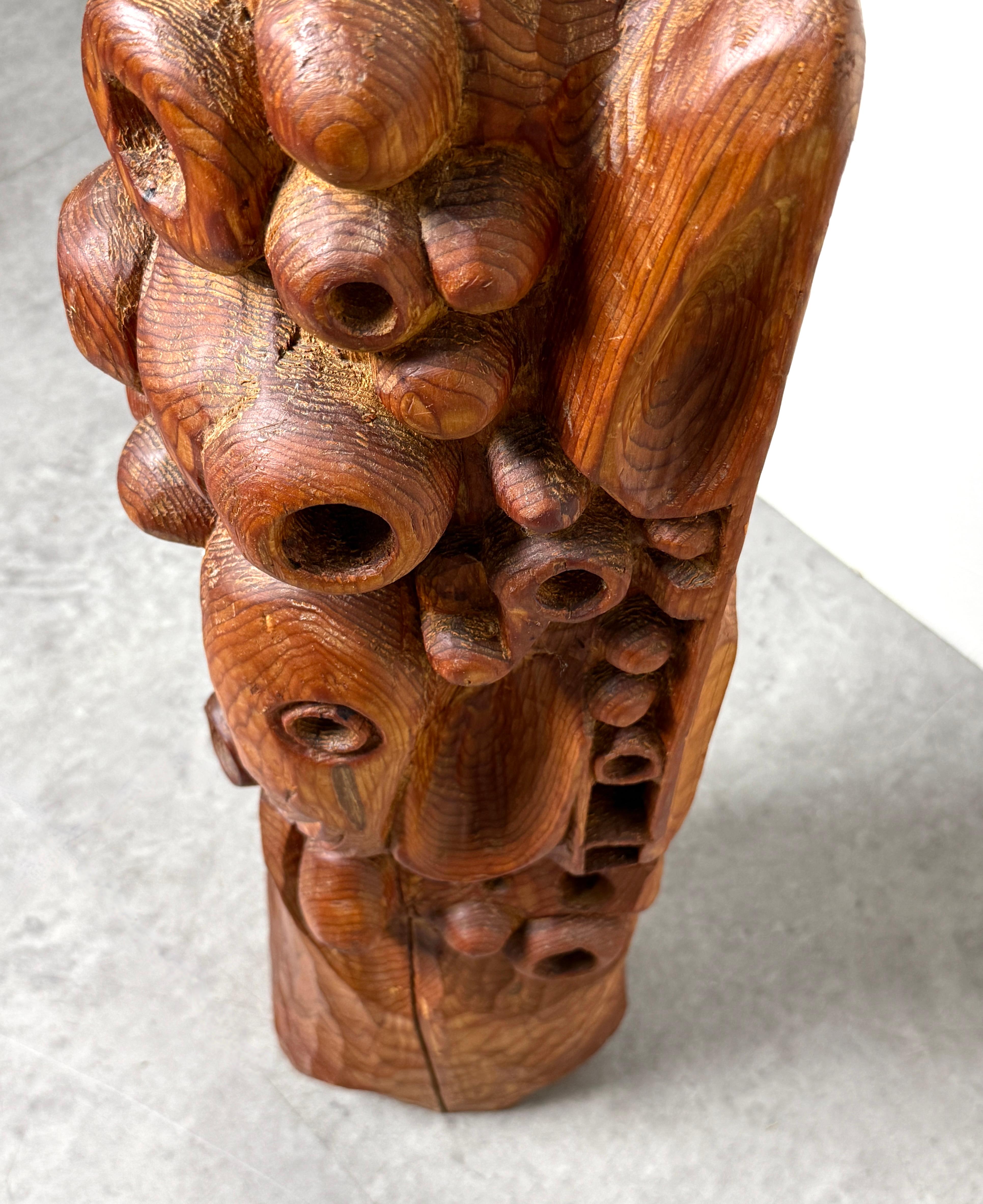 Mid Century Modern Abstract Organic Biomorphic Carved Wood Totem Sculpture 1960s For Sale 3
