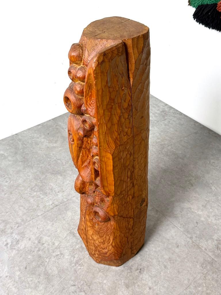 Mid Century Modern Abstract Organic Biomorphic Carved Wood Totem Sculpture 1960s For Sale 4